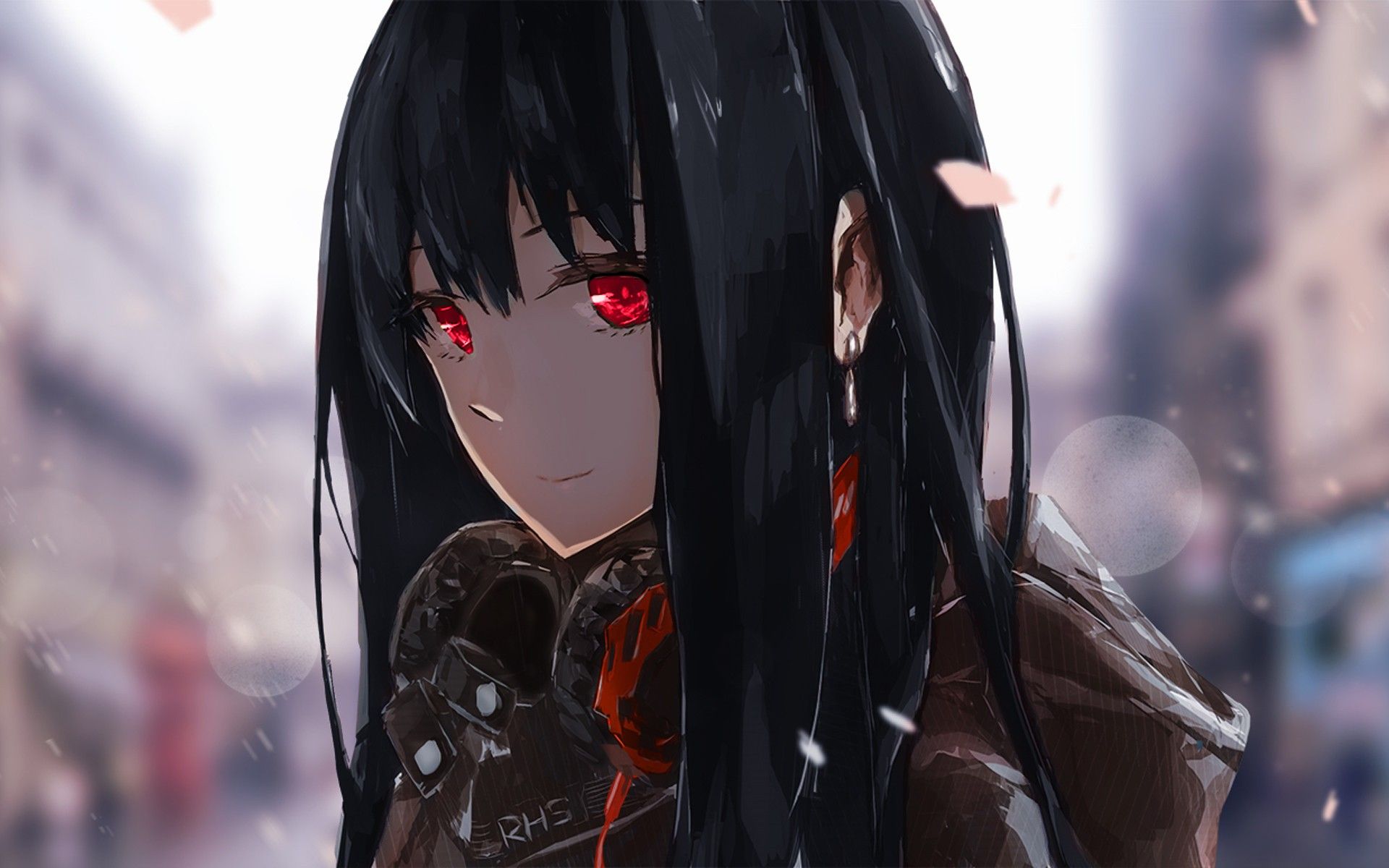 Download Anime Goth Girl With Red Eyes PFP Wallpaper