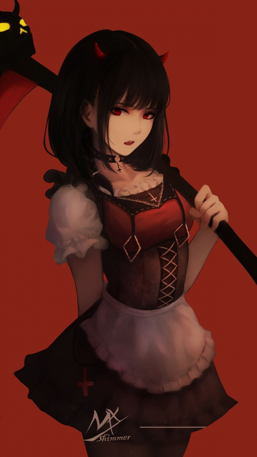 Red eyes girl, reaper, anime, art, 1080x1920 wallpaper. Wallpaper, Anime, Free HD wallpaper