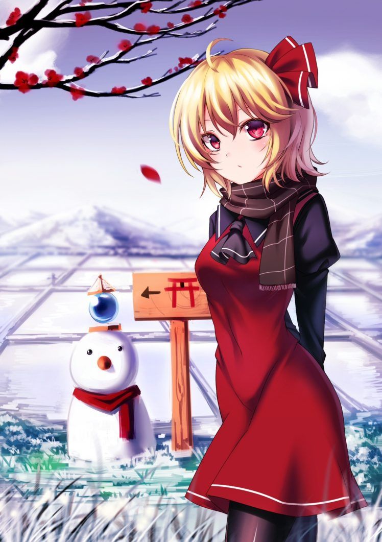 short hair, Blonde, Red eyes, Anime, Anime girls, Inter, Touhou, Rumia HD Wallpaper / Desktop and Mobile Image & Photo