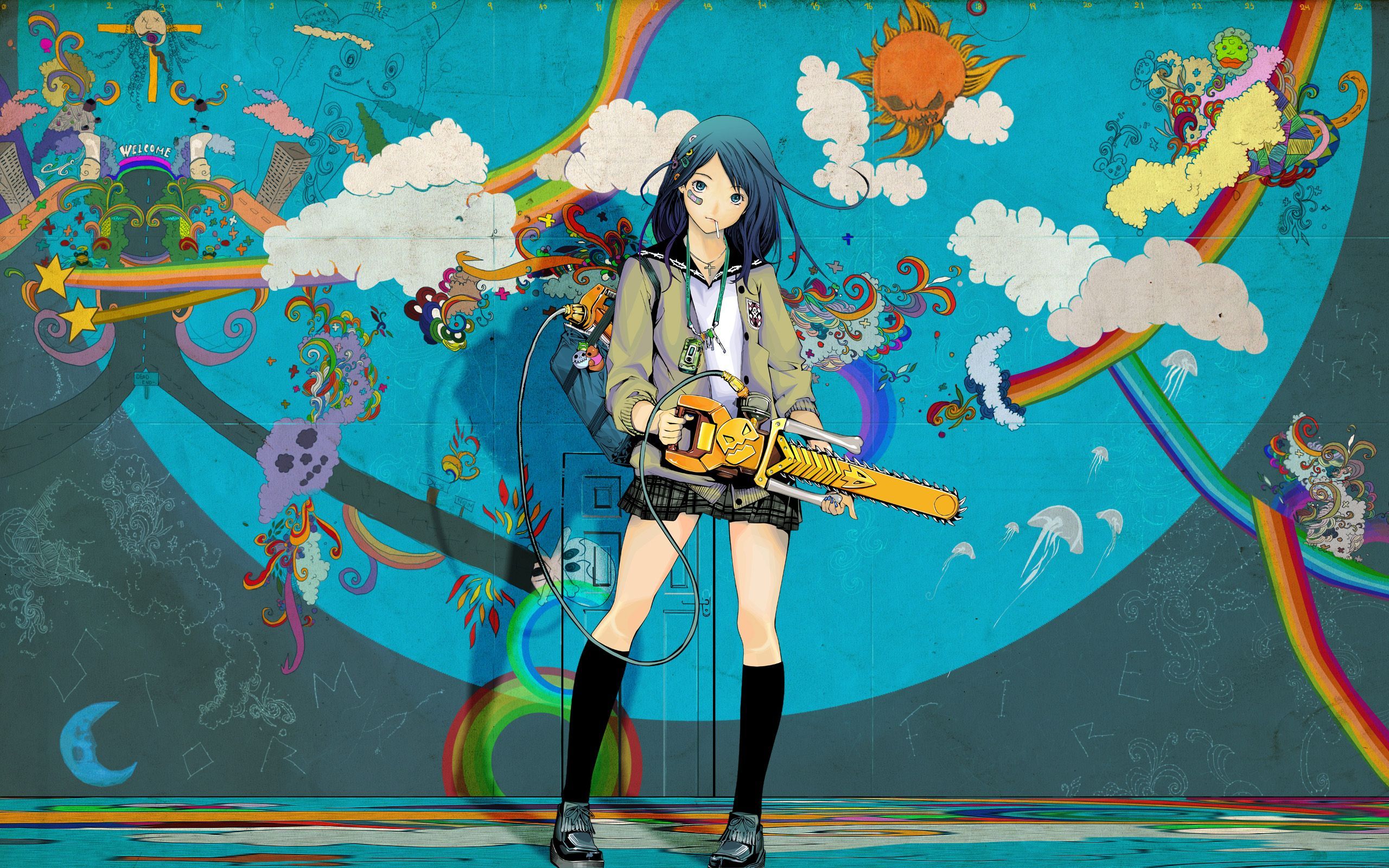 Download Anime Girl Wall Graffiti Iphone Wallpaper  Wallpaperscom