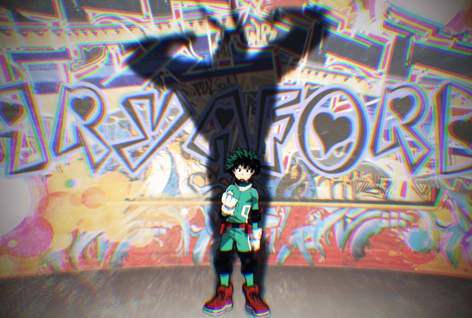 Desktop Wallpaper Midoriya Izuku, Anime Boy, Graffiti, Shadow, HD Image, Picture, Background, Gvgzcx