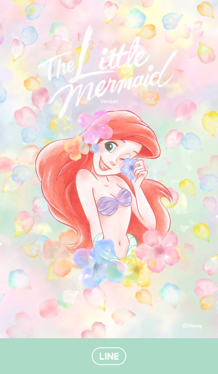 The Little Mermaid (Floral). Little mermaid wallpaper, Mermaid wallpaper, Disney wallpaper