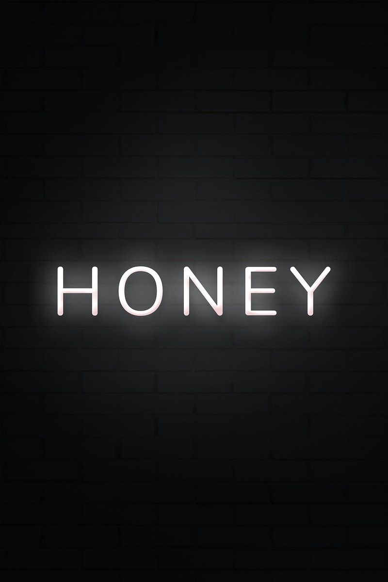 Honey neon white text on black background. free image / Hein. Black and white aesthetic, Black and white picture wall, White aesthetic