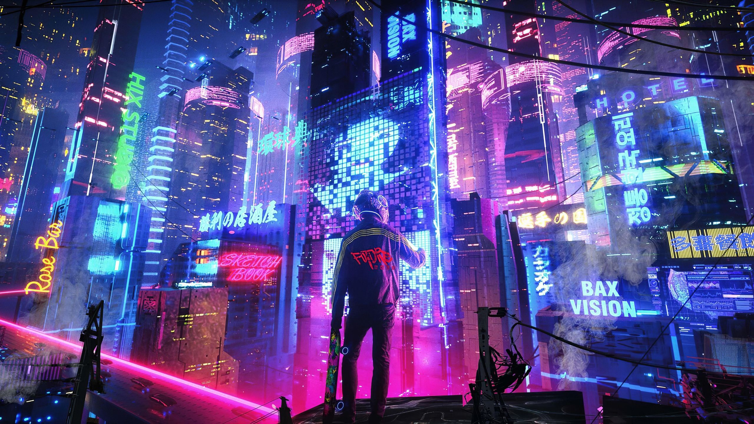 Neon Anime City Wallpaper