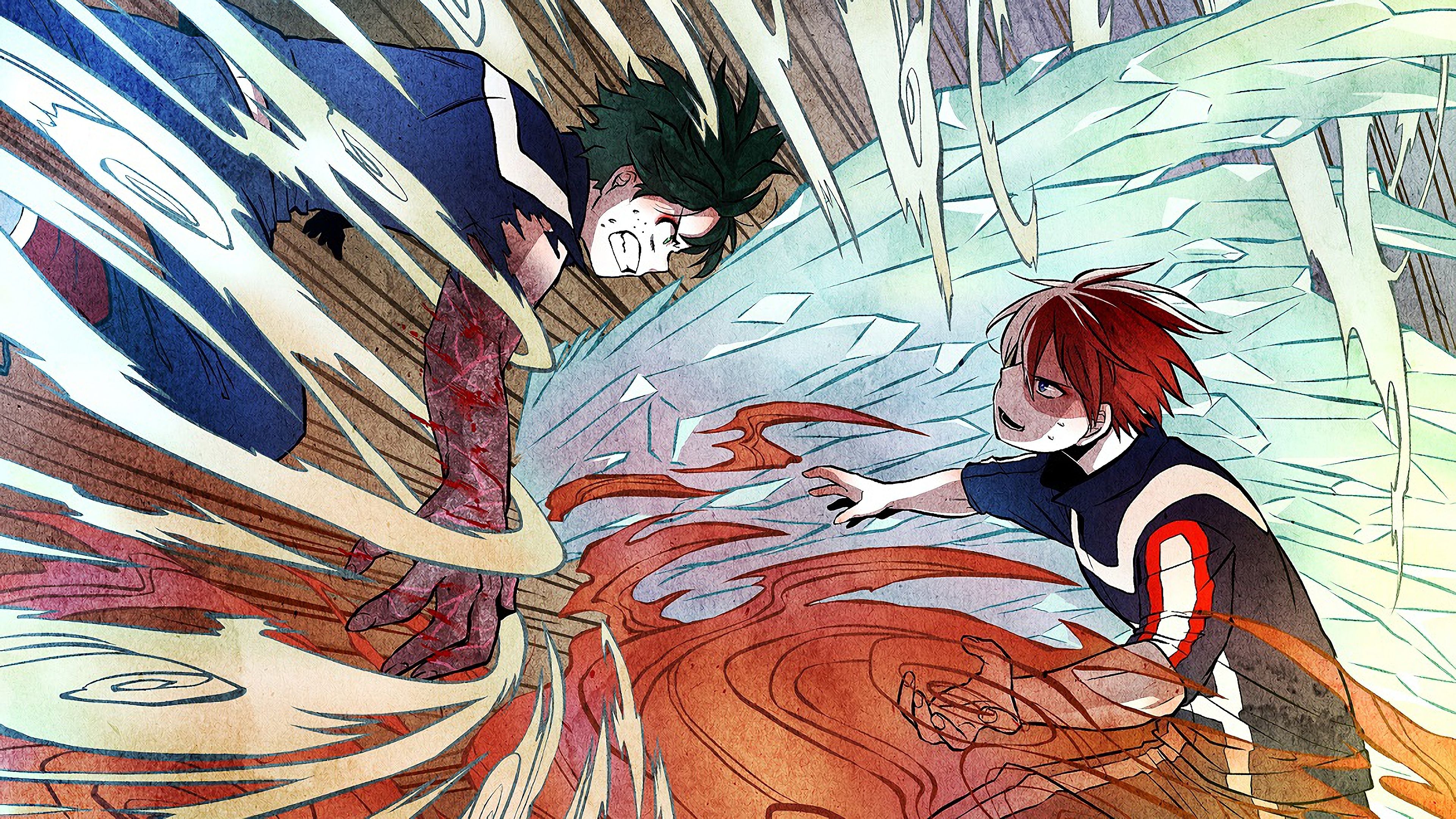 Shoto Todoroki and Izuku Midoriya