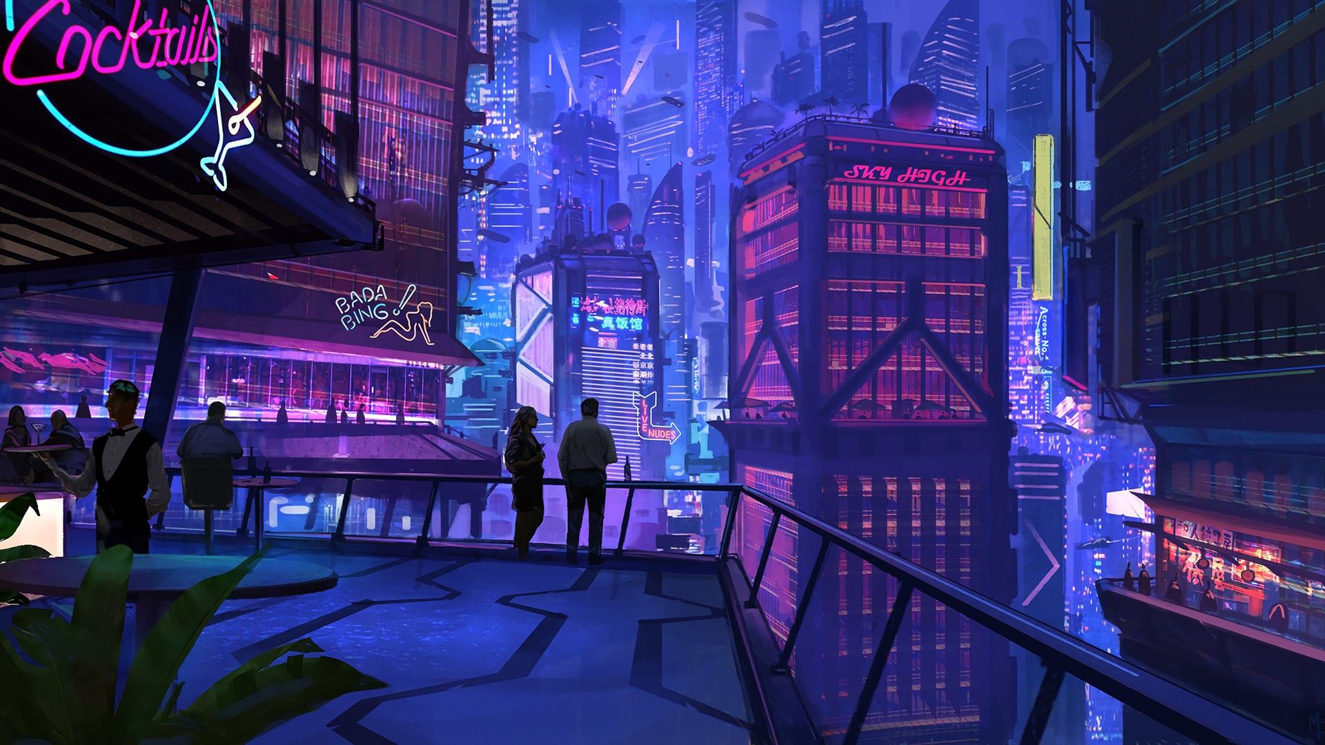Anime Neon City Wallpaper