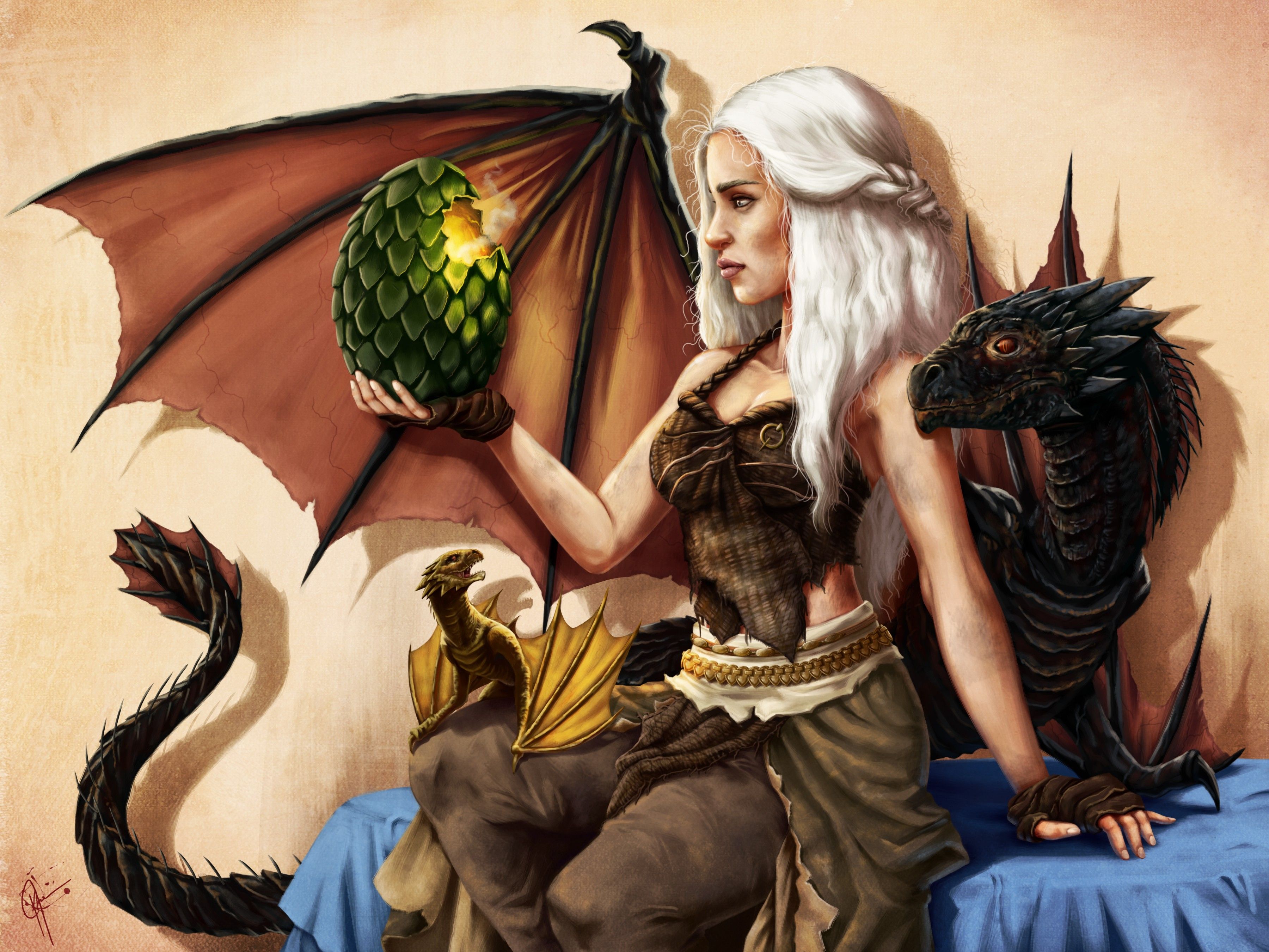 dragons, , mother, digital art, artwork, Game of Thrones, Daenerys Targaryen, Khaleesi wallpaper