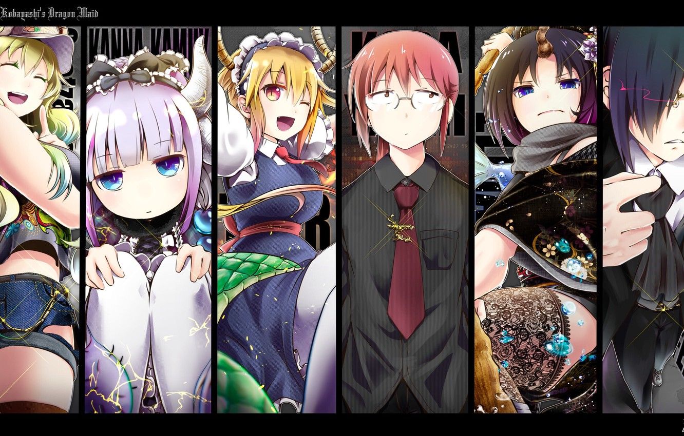 Wallpaper Kobayashi, Kamui, Elma, Kobayashi San Chi No Maid Dragon, Kanna, The Dragon Maid Kobayashi, Tohru, Quetzalcoatl, Fafnir Image For Desktop, Section сёнэн