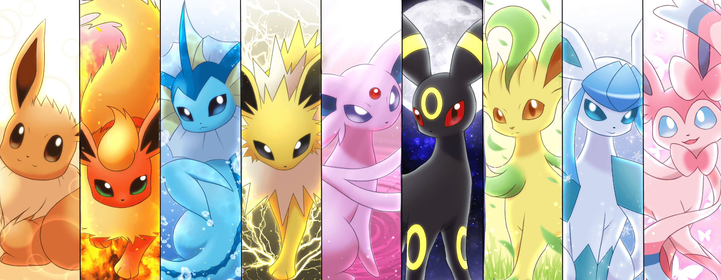 Shiny Eeveelution Collection Wallpaper by RebeccaAlexa on