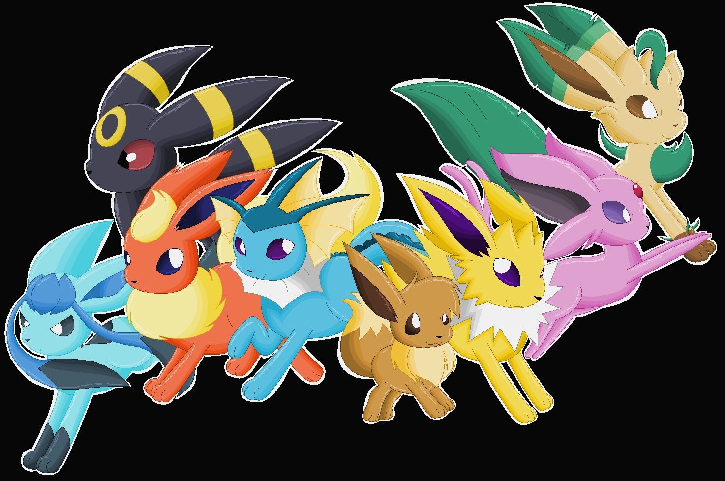 Shiny Eeveelution Collection Wallpaper by RebeccaAlexa on
