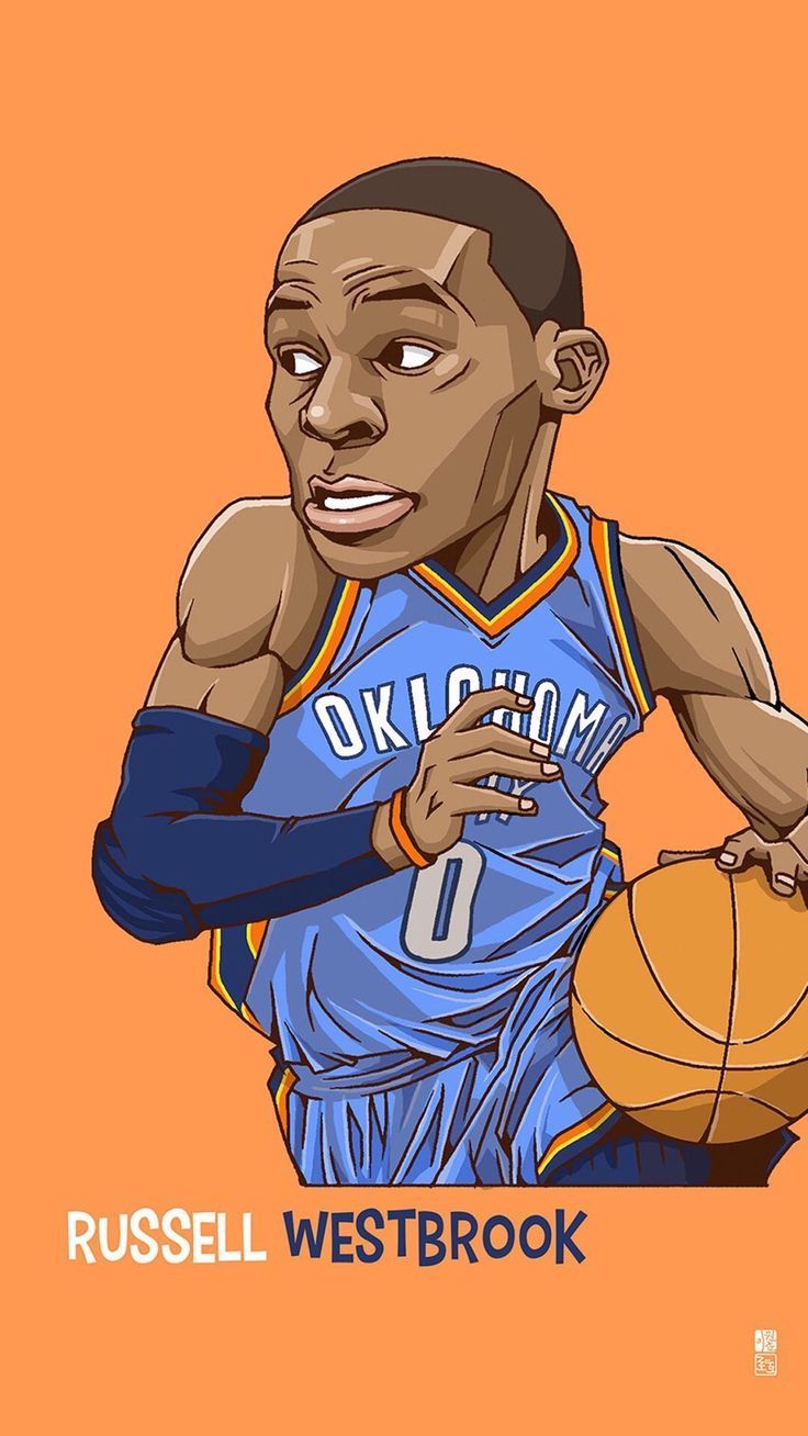 Russell Westbrook. Tap to see Collection of Famous NBA Basketball Players Cute Cartoon Wallpaper for. Basketball players, Westbrook wallpaper, Russell westbrook