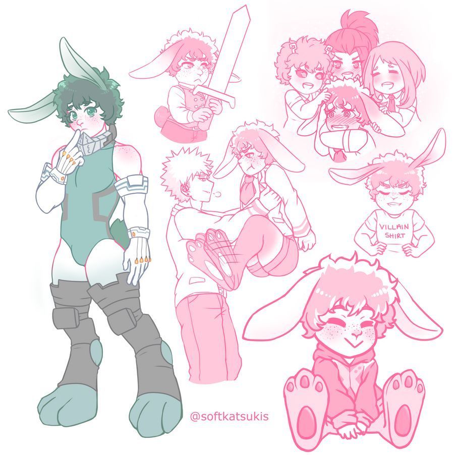 FA Bunny Deku Sketch Page By Cacti Chan. My Hero Academia Episodes, Anime Films, My Hero