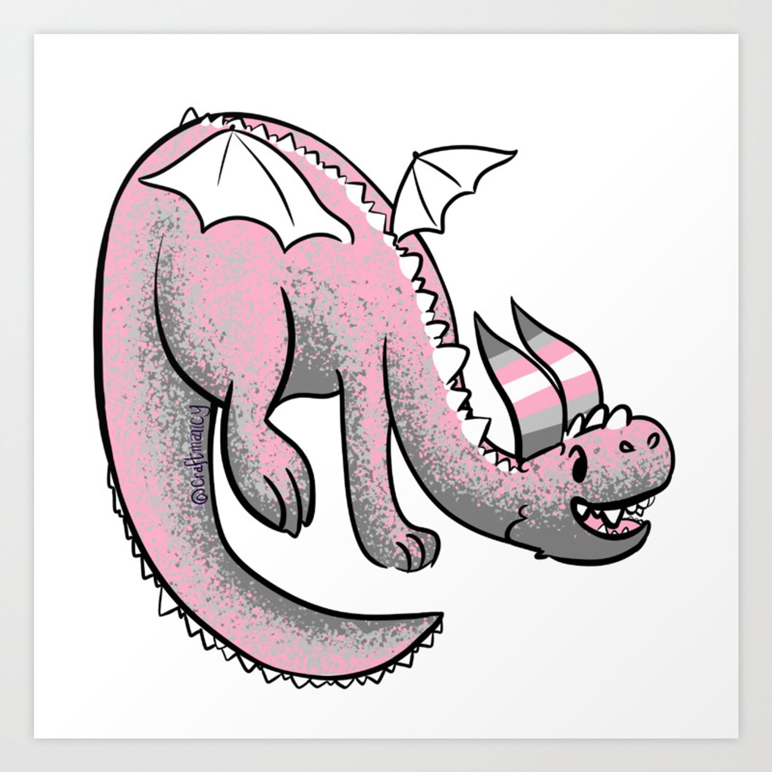 DemiGirl Nonbinary Pride Dragon Art Print