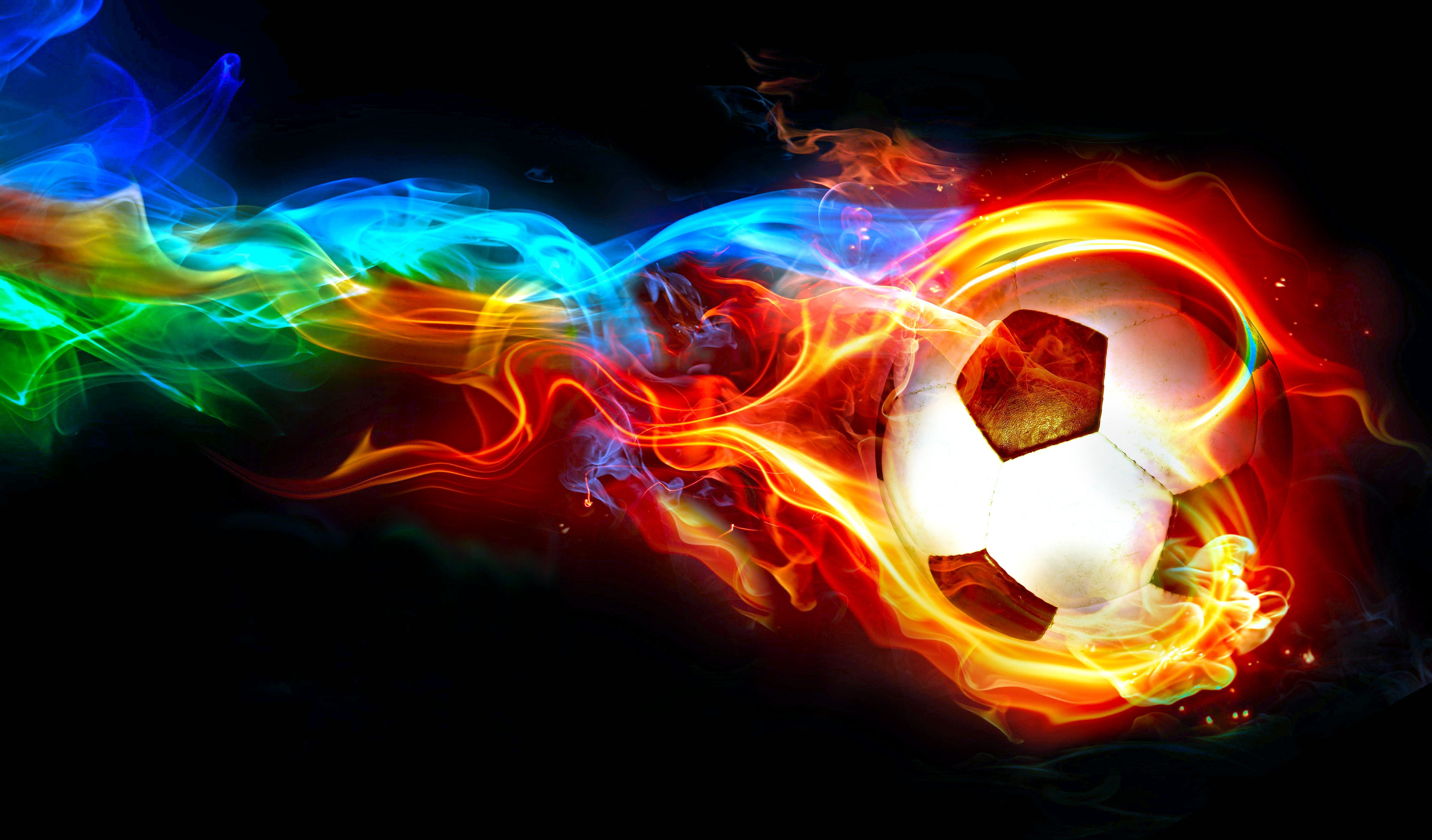 Colorful Football Flame Digital Art Apple iPhone, iPod Touch, Galaxy Ace HD 4k Wallpaper, Image, Background, Photo and Picture