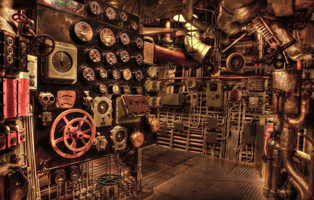 Wallpaper pipe, style, ship, steampunk, valve, mechanisms, sensors, battleship image for desktop, section разное