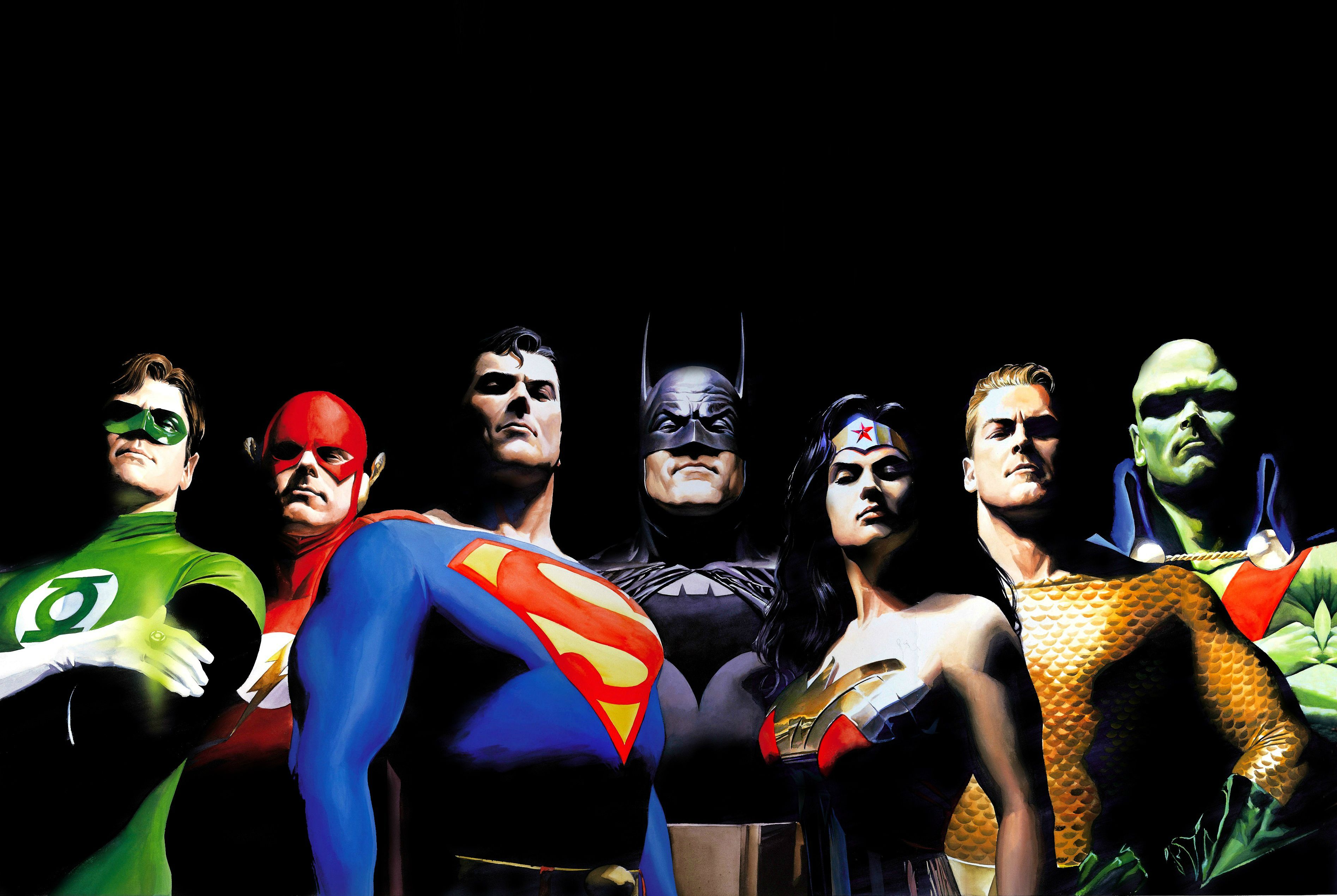 Aquaman Arthur Curry Barry Allen Batman Bruce Wayne Clark Kent Dc Comics Diana Of Themyscira Flash G Wallpaper:3790x2539