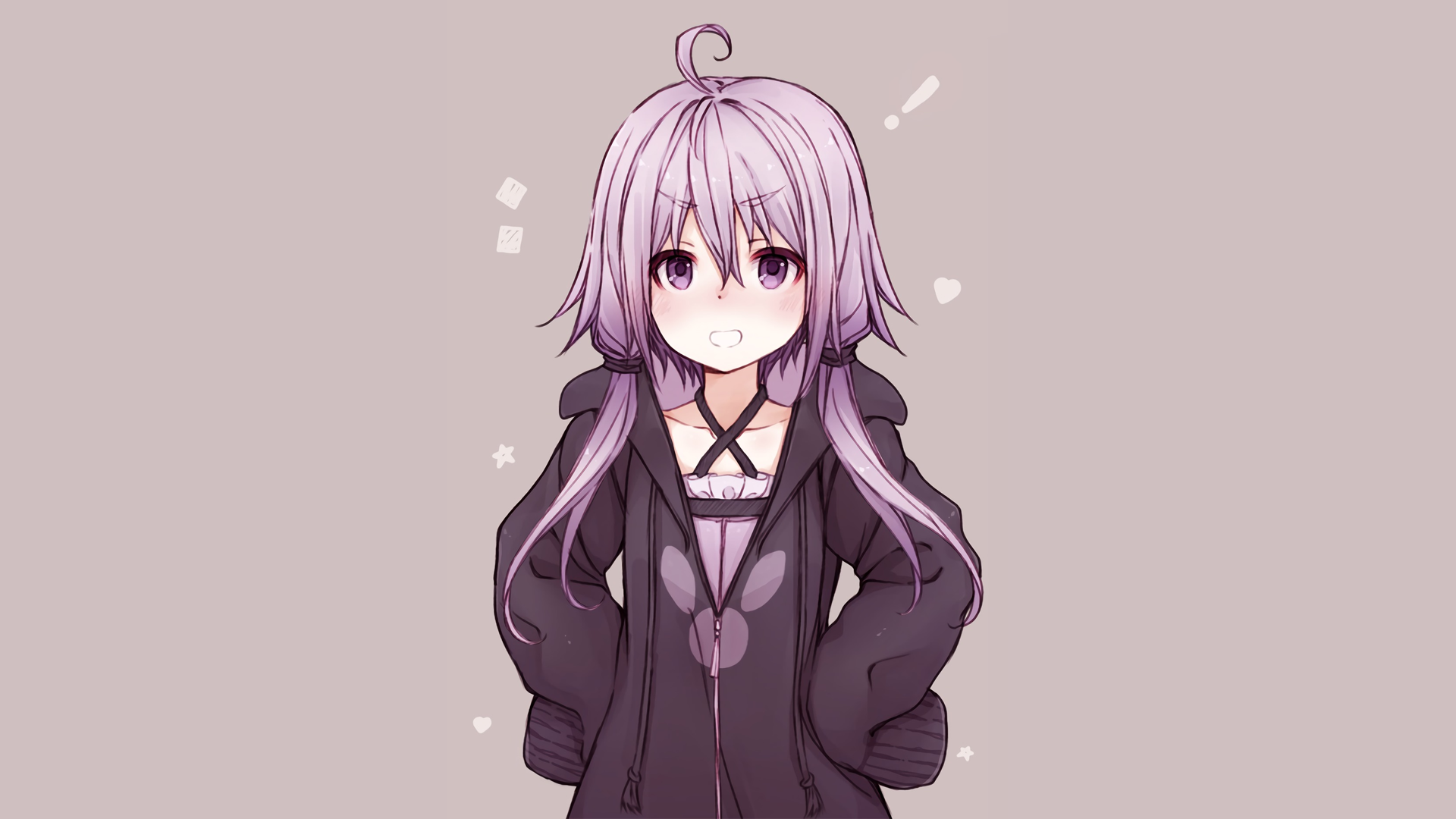 Wallpaper, manga, anime girls, minimalism, simple background, pink hair, pigtails 1920x1080