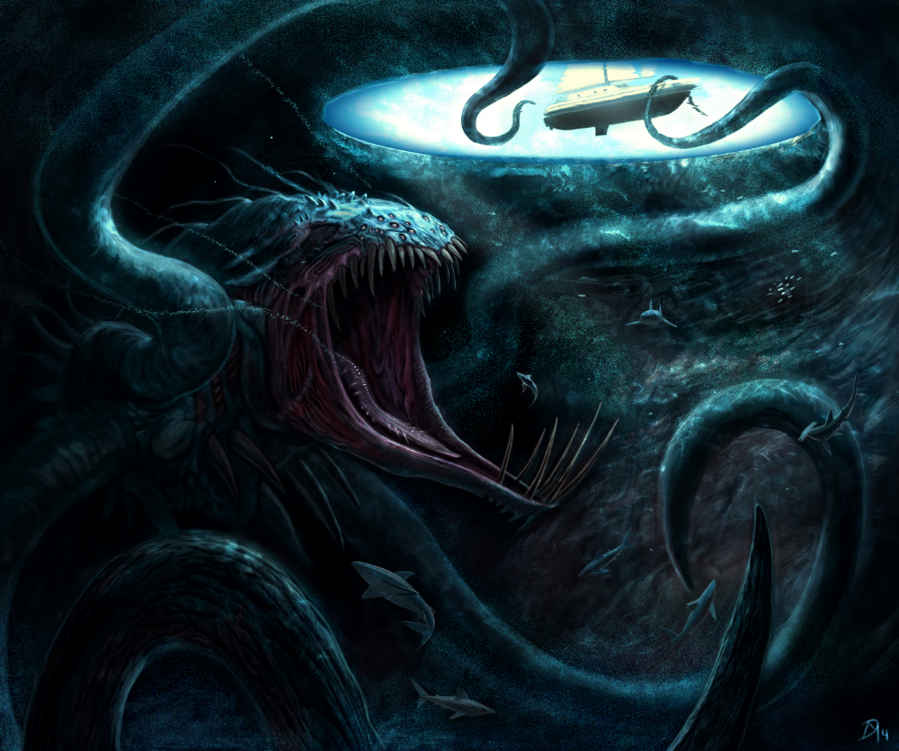 Blue Hole Beast. Thalassophobia. Dark fantasy art, Sea monsters, Sea monster art