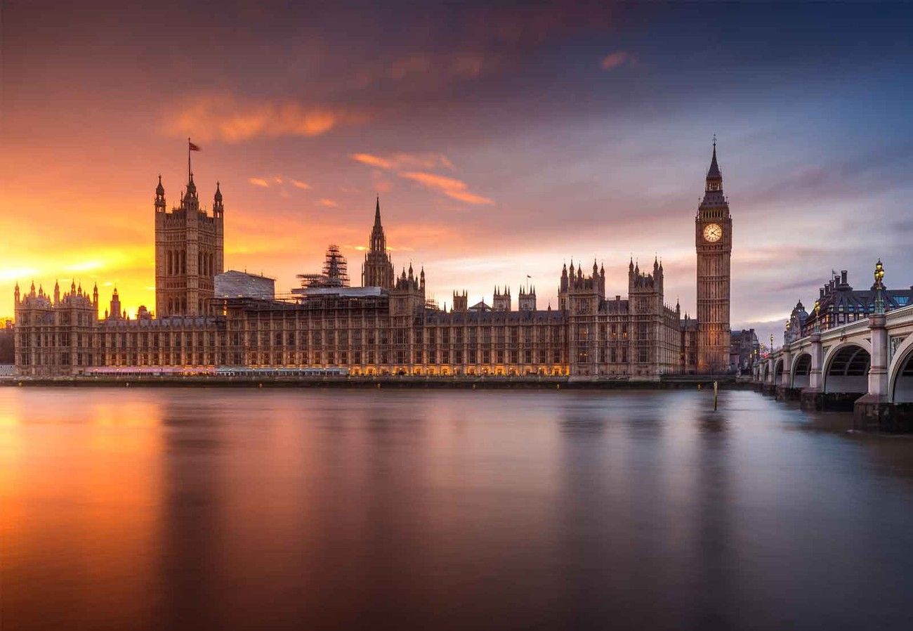 London Palace Of Westminster Sunset Wall Paper Mural. Buy at Abposters.com