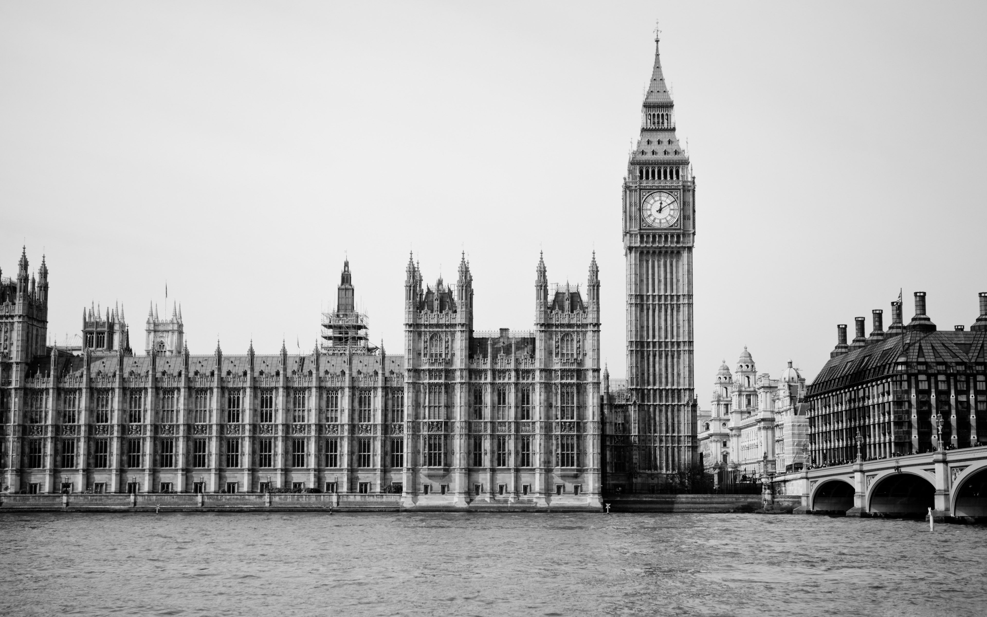 Palace of Westminster Black And White Wallpaper