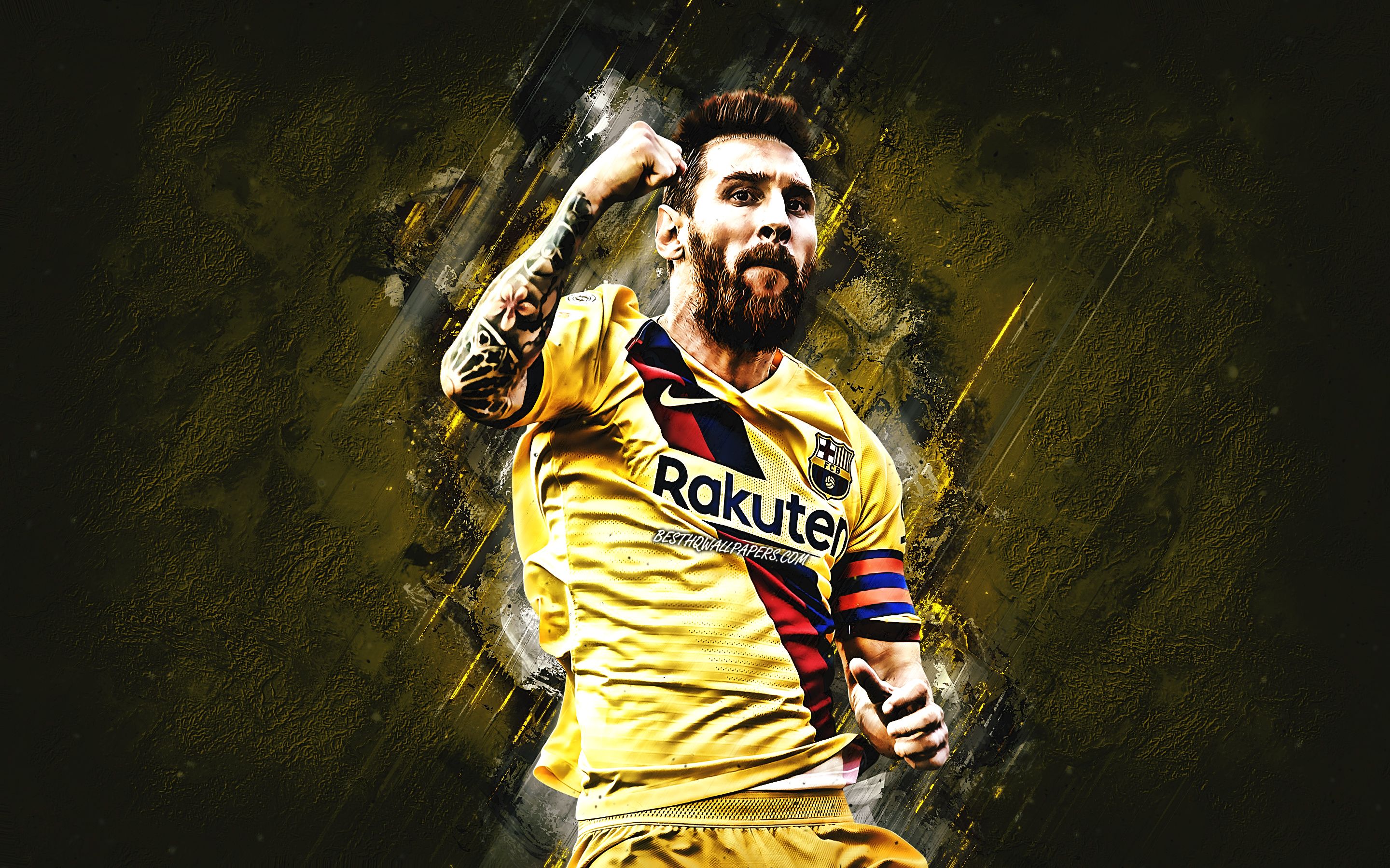 Lionel Messi, Fc Barcelona, Portrait, Yellow Uniform Wallpaper Messi Yellow Jersy HD Wallpaper