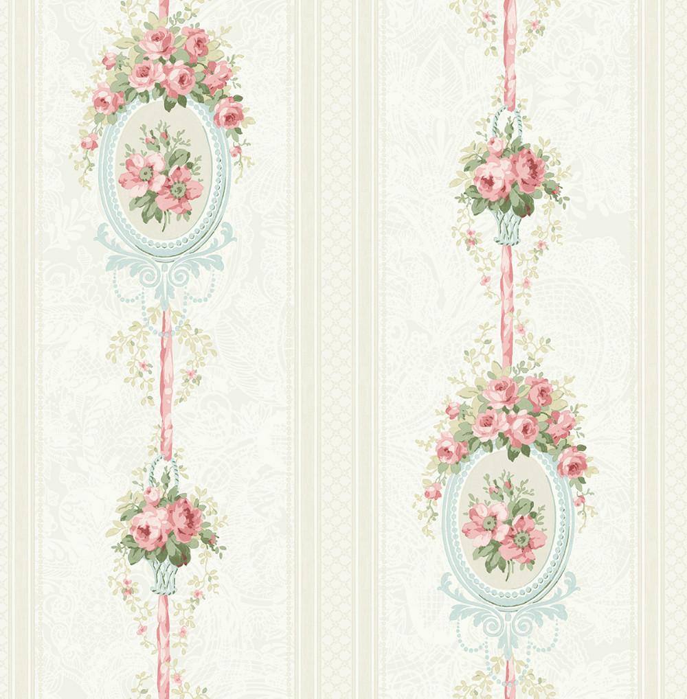 Cameo Stripe Wallpaper in Pretty Pink from the Spring Garden Collectio