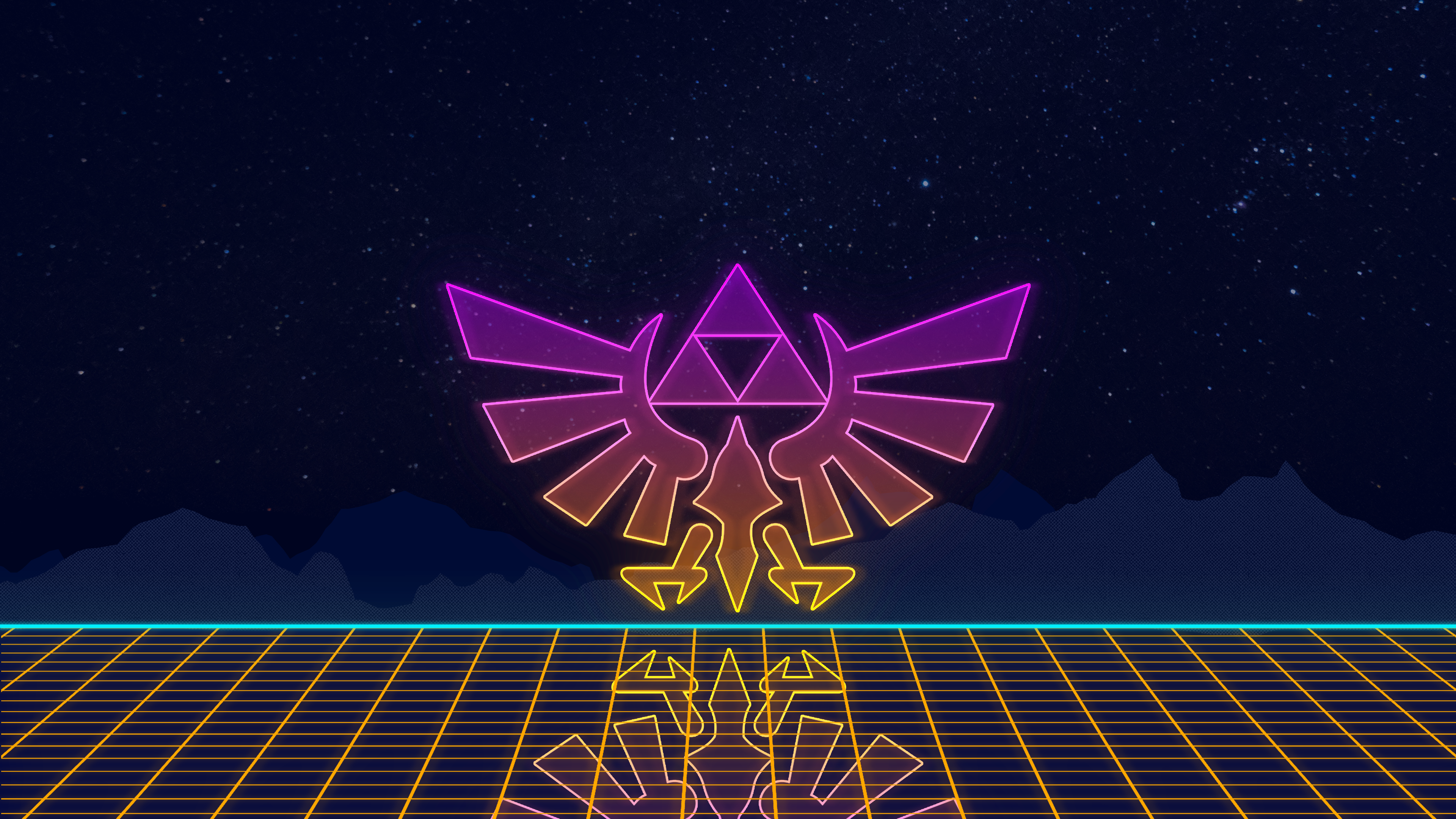 OC] [Oot] Vaporwave Royal Crest Wallpaper [3840 x 2160]