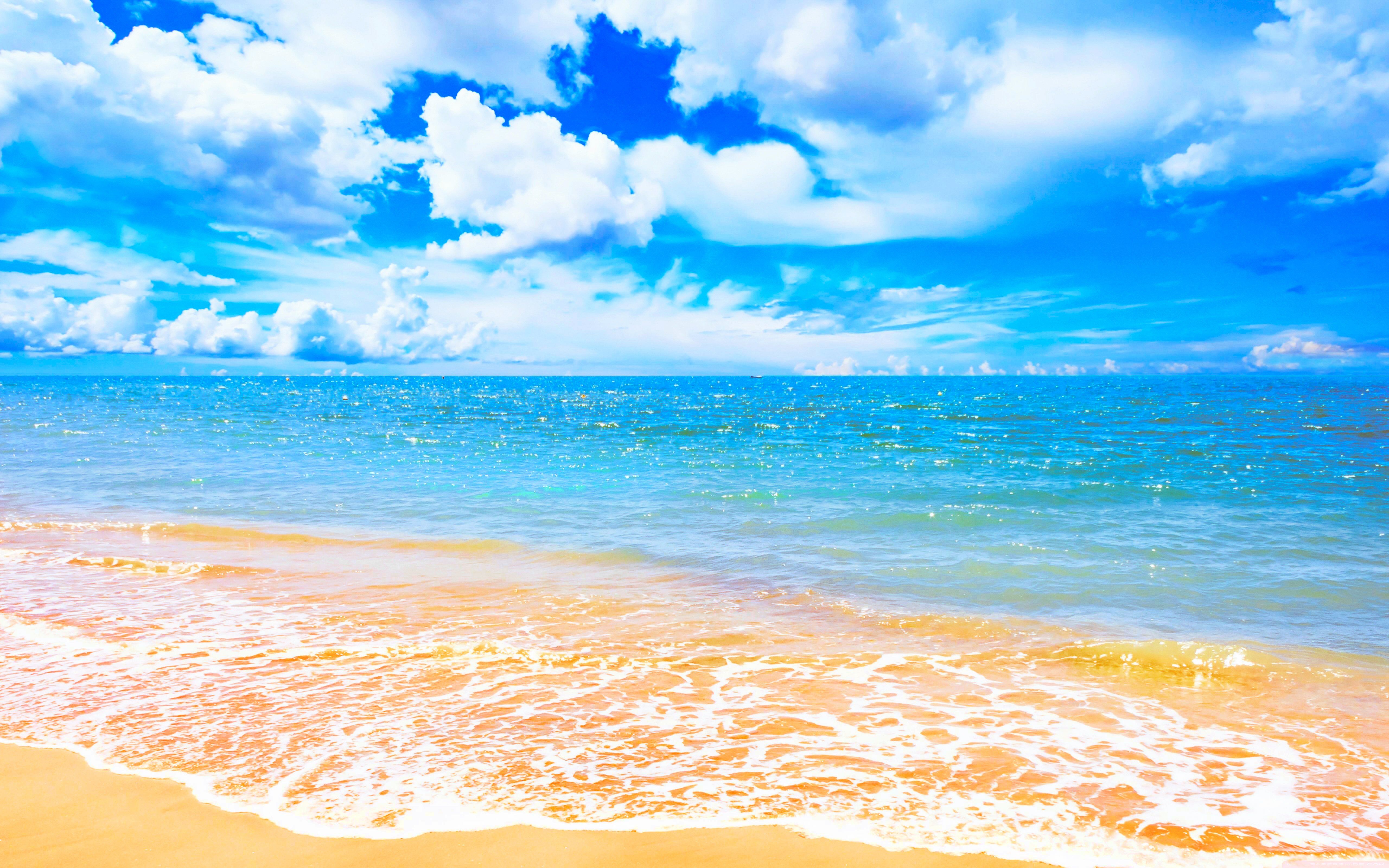 Horizon Beach Cloud Sea Blue Sky Summer Nature Wallpaper:5120x3200