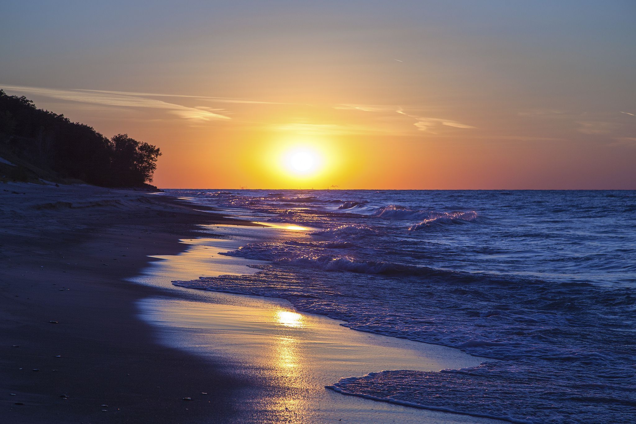 Indiana Sunset. Lake Michigan Indiana sunset coast sun beach lake wallpaper background. Sunset, Indiana dunes national lakeshore, Lake sunset