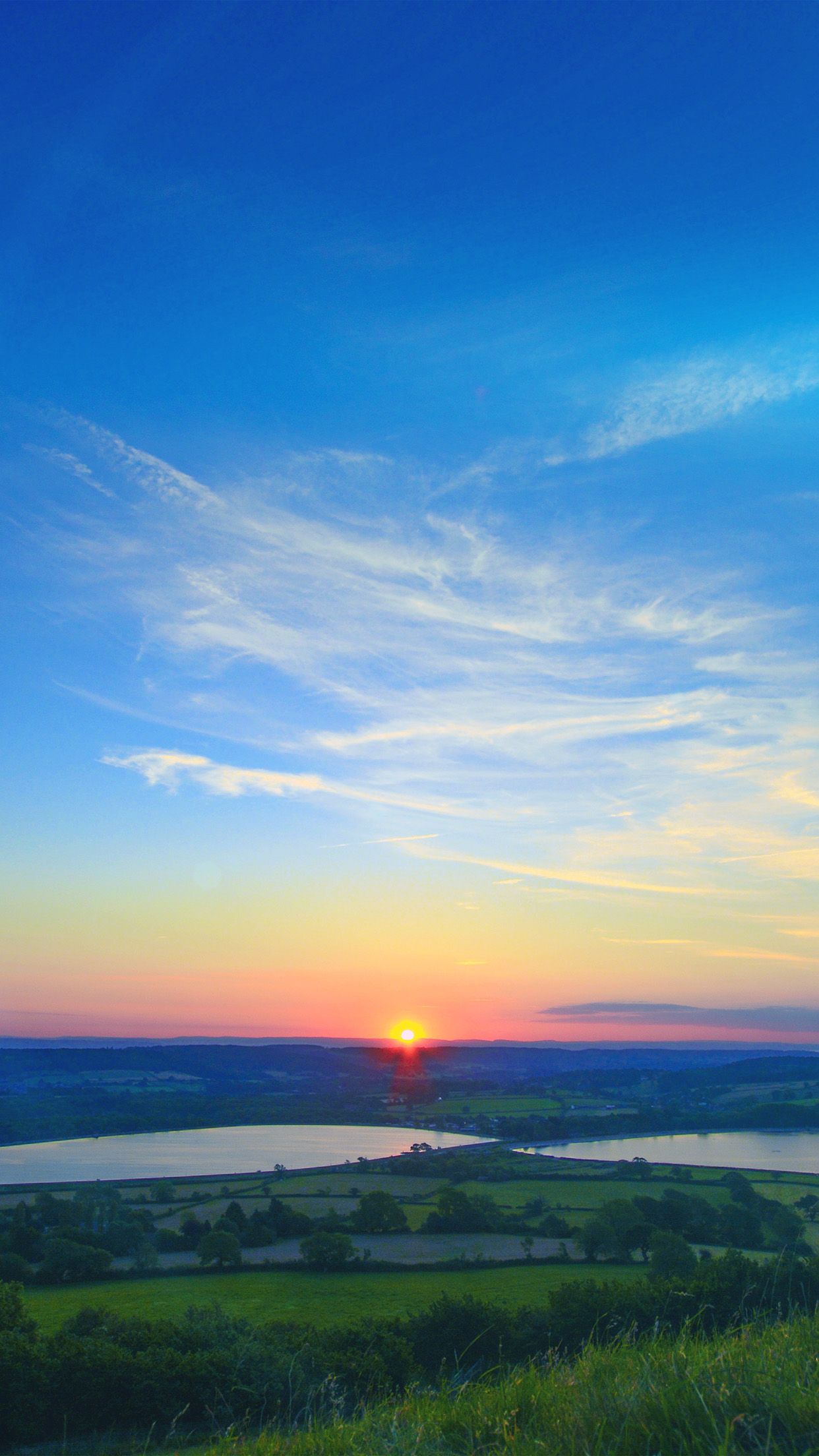 Sunset Peace Land Sky Blue Nature Summer Flare Wallpaper
