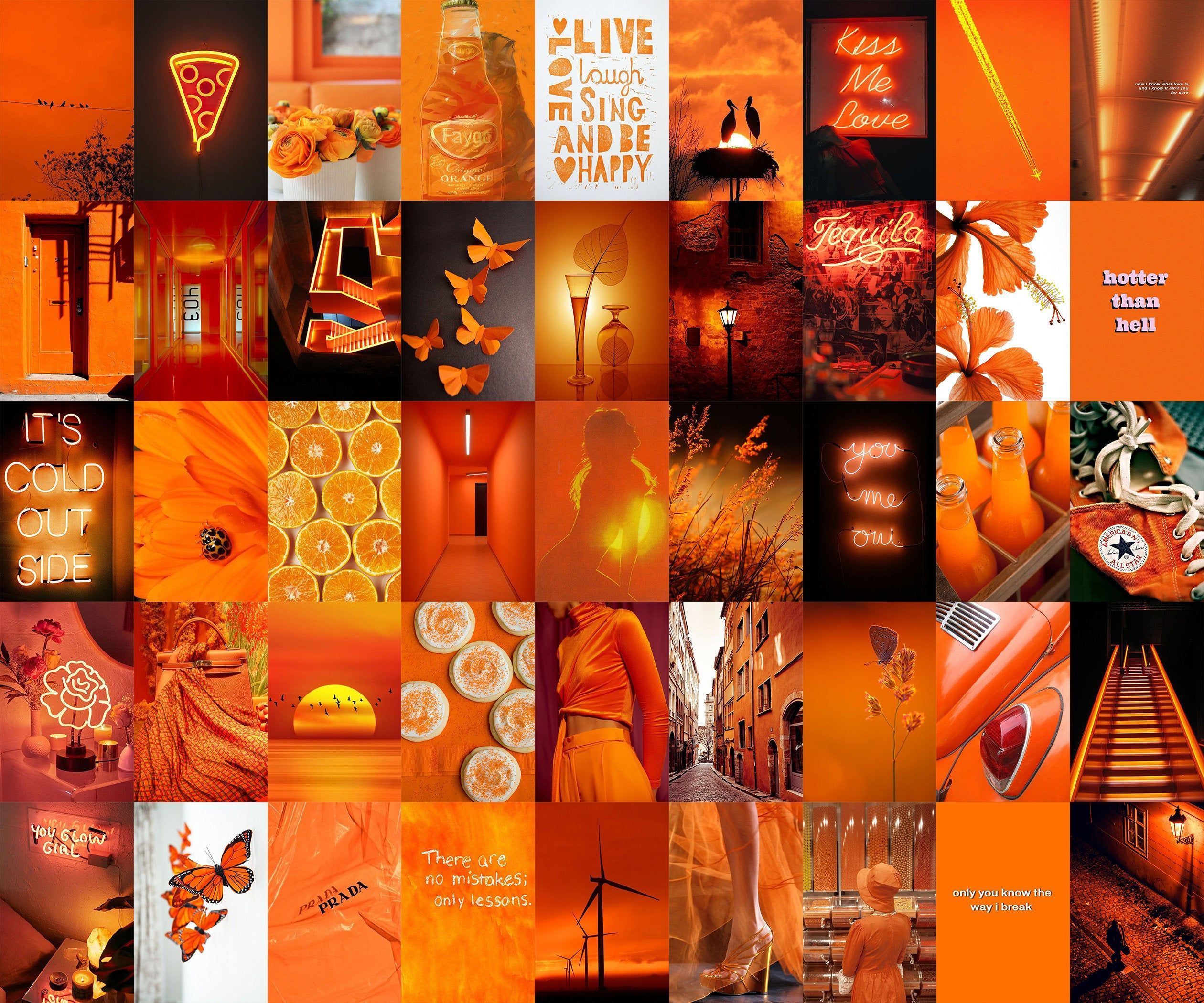 Neon Orange Aesthetic Wall Collage Kit Ready To print Pack. Etsy. Orange aesthetic, Orange wallpaper, Wall collage