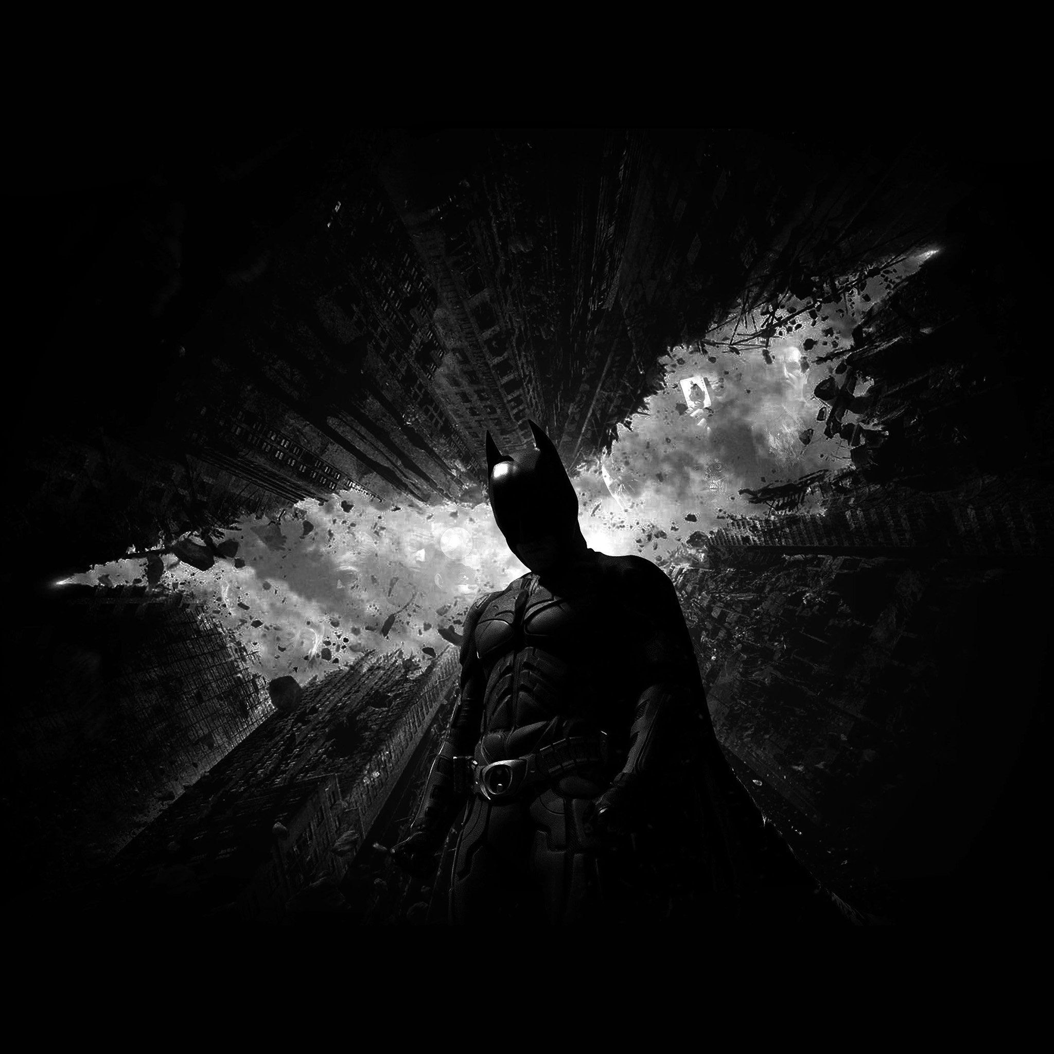 Batman Dark Bw Hero Art iPad Wallpaper Free Download