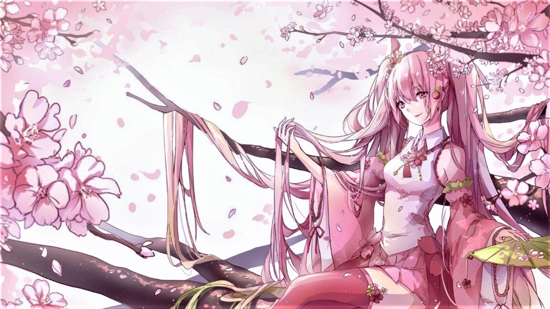 Vocaloid Hatsune Miku Sakura Miku Cherry Trees Flower In Hair Fl
