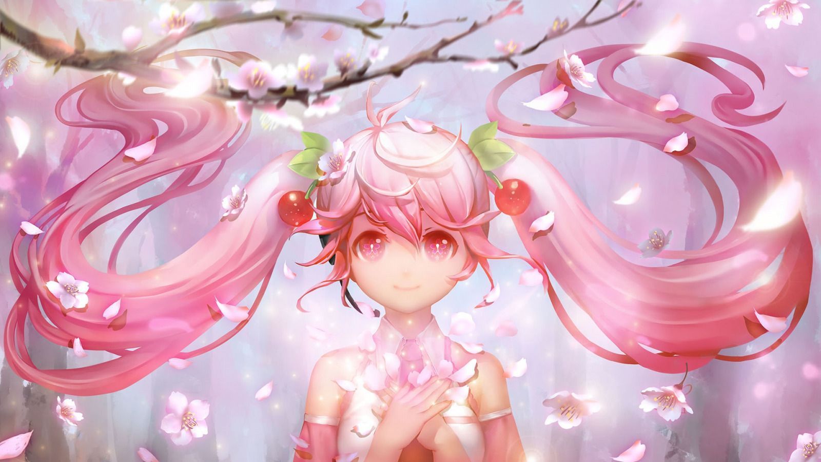 Download wallpaper spring, anime, Sakura, art, Miku, sakura, mike, orry lee, section mood in resolution 1600x900. Sakura art, Hatsune miku, Anime cherry blossom