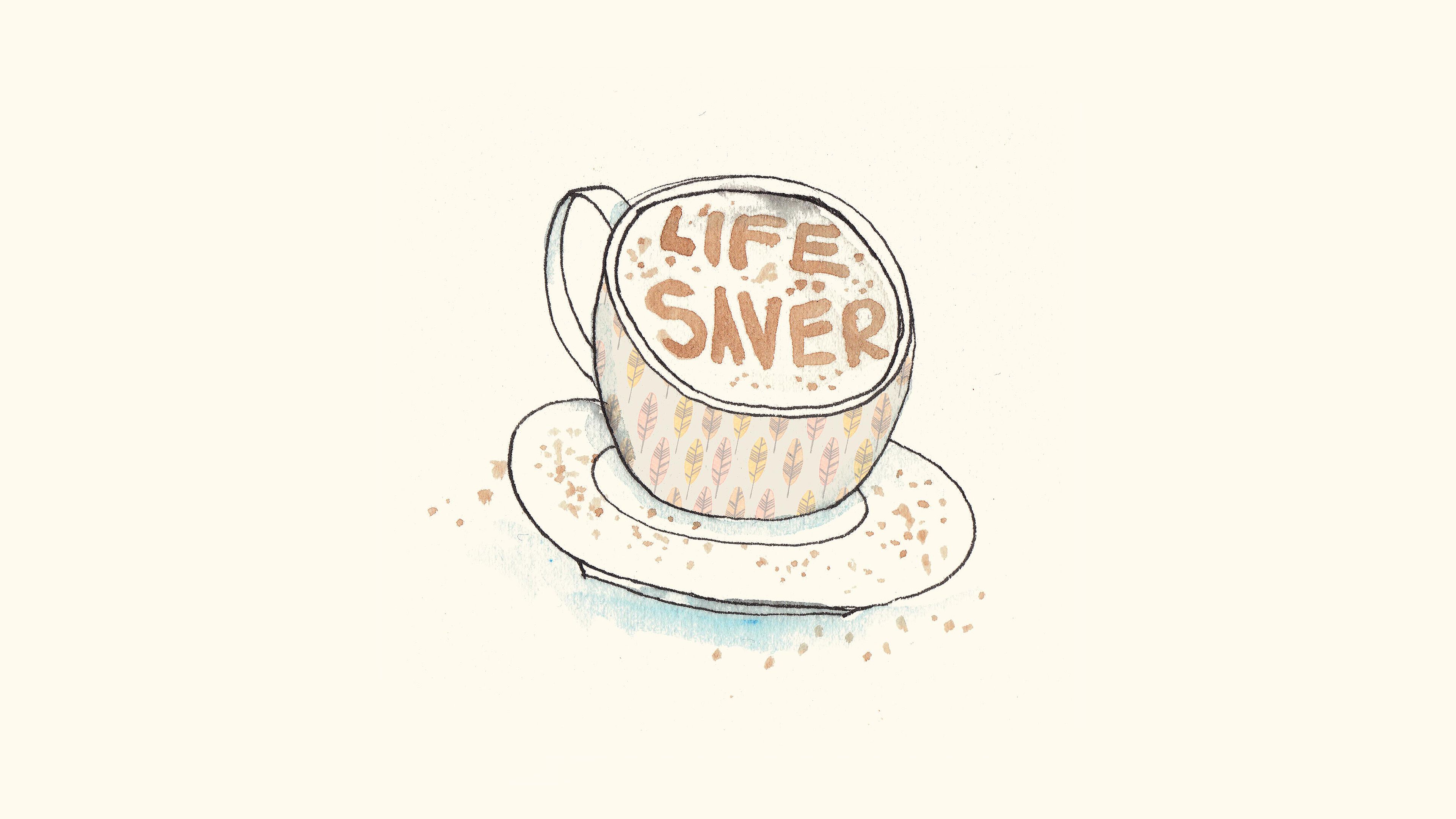 Life Saver Coffee Illustration Cute Wallpaper