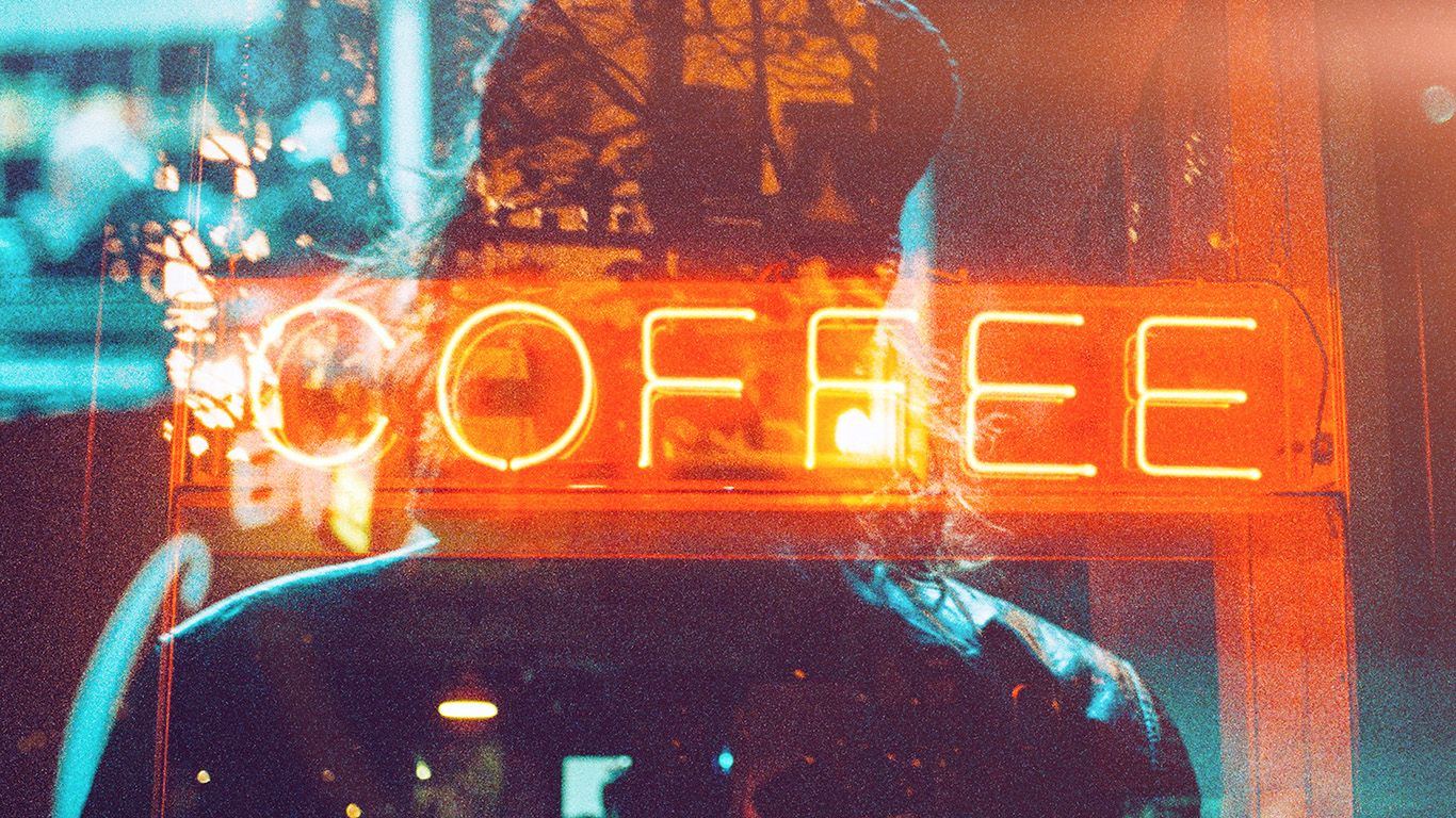 Coffee Neon Sign Night Illustration Art Flare Wallpaper