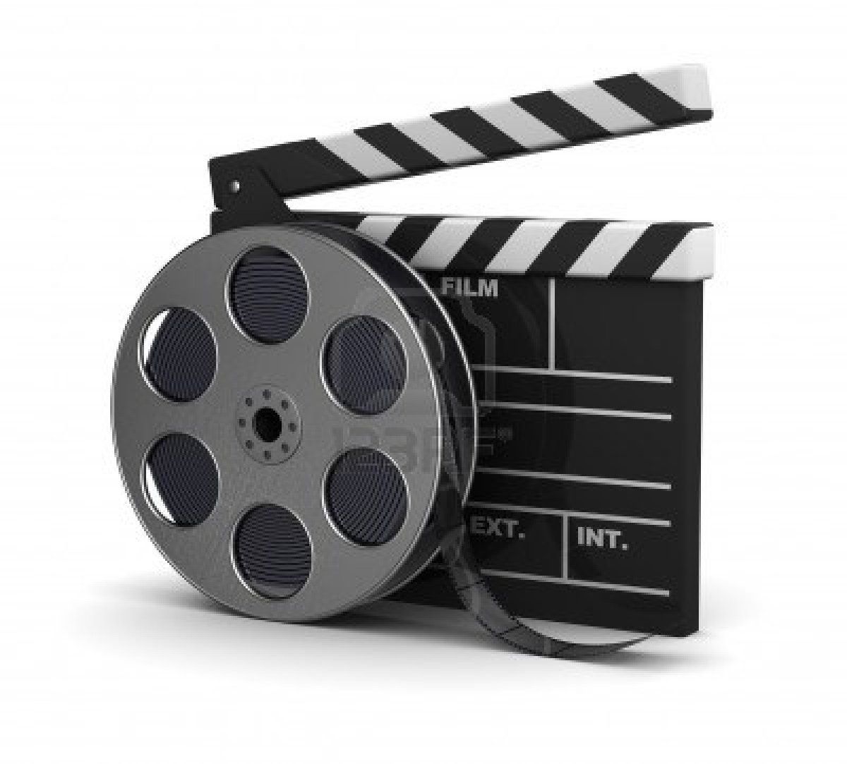11413682 3D Illustration Of Cinema Clap And Film Reel Over White (1200×1083). Film Reels, Film, Film Movie