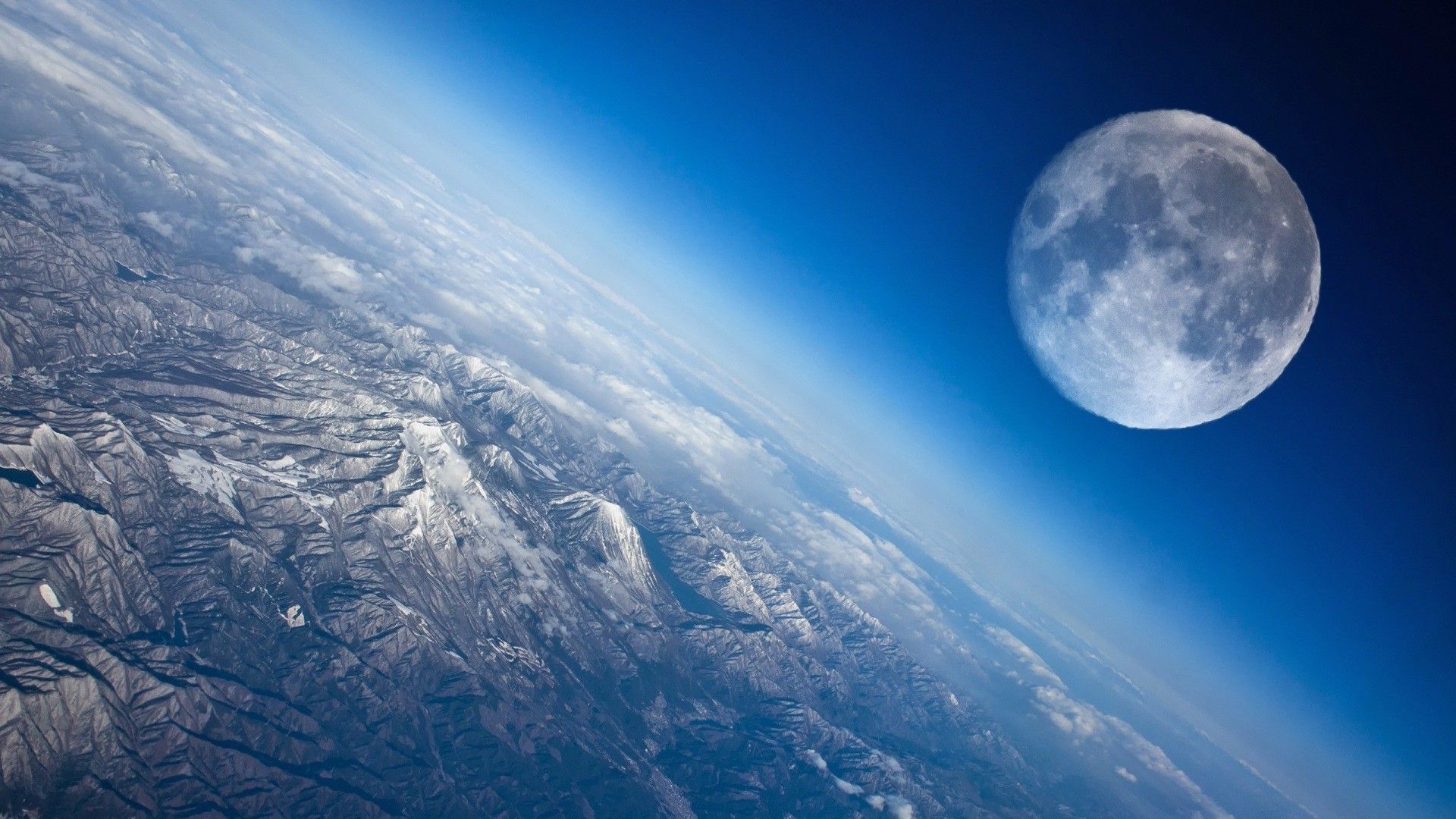Moon Over The Mountains Space Hd Wallpaper 1920×1080 7181