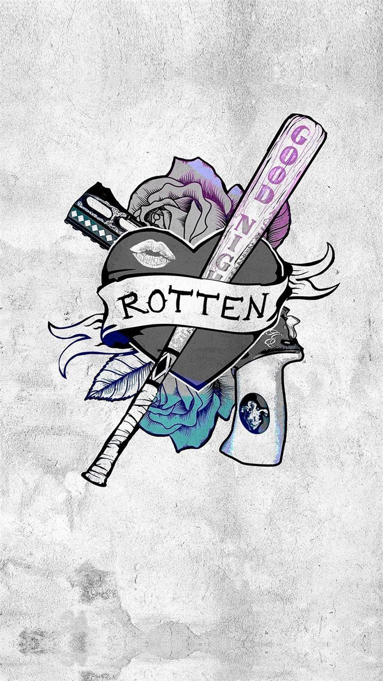 Harley Quinn Suicide Squad Logo Hero Art Illustration iPhone 8 Wallpaper Free Download