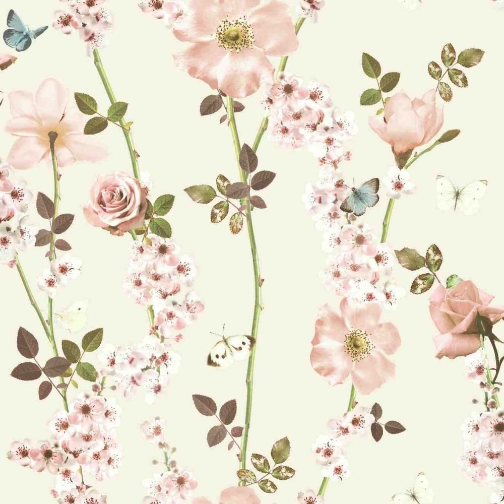 I Love Wallpaper Dreamscape Floral Trail Wallpaper Ivory, Multicoloured from I Love Wallpaper UK