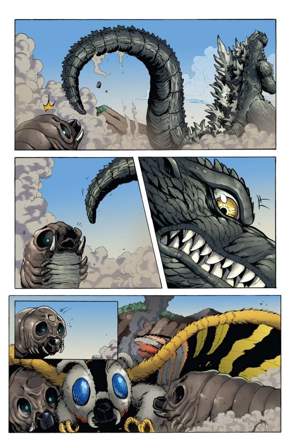Mothra, baby Mothras, and Godzilla. Godzilla, Kaiju art, Kaiju monsters