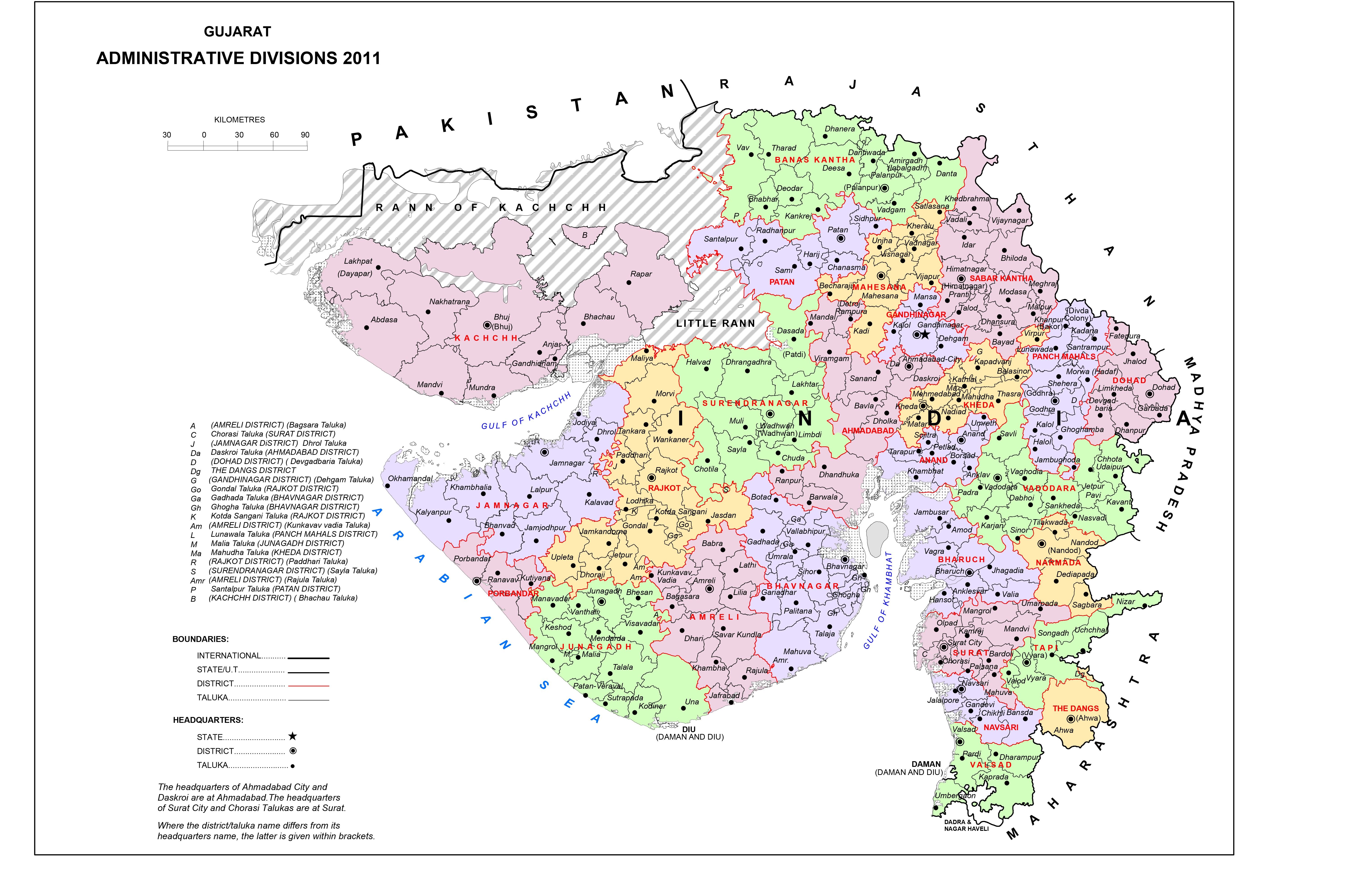 High Resolution Map of Gujarat