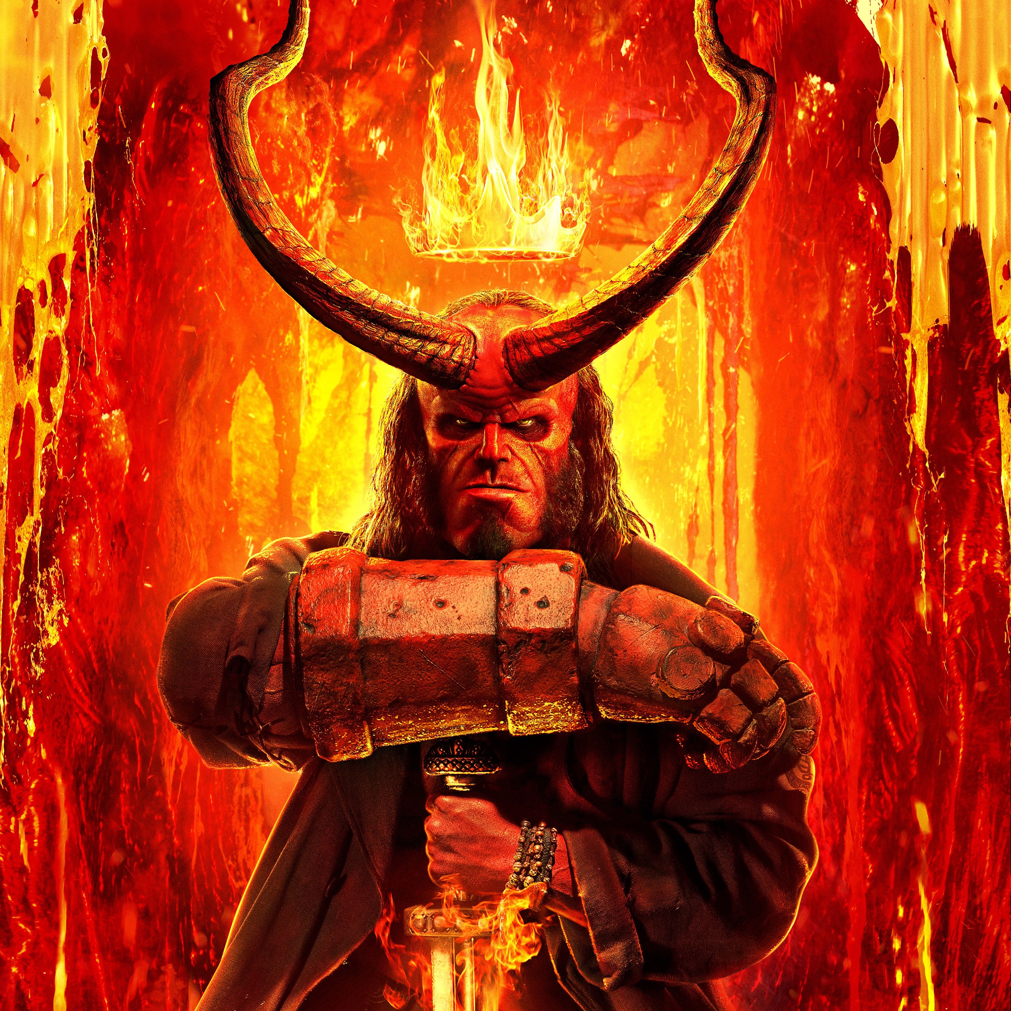Desktop Wallpaper Crown Demons Horns Hellboy 2019 Fire 3300x3300