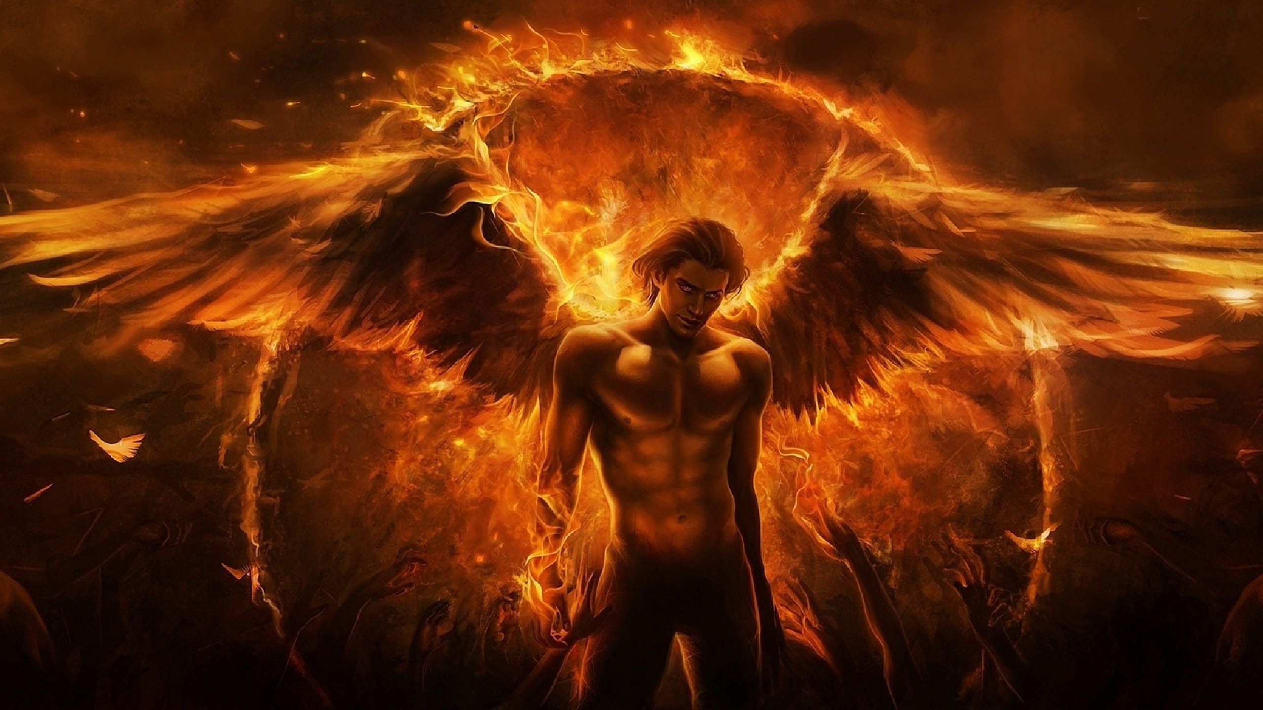 Abstract Man Angel Artwork Design Fire Demon Hd Wallpapers for Iphone : Wal...
