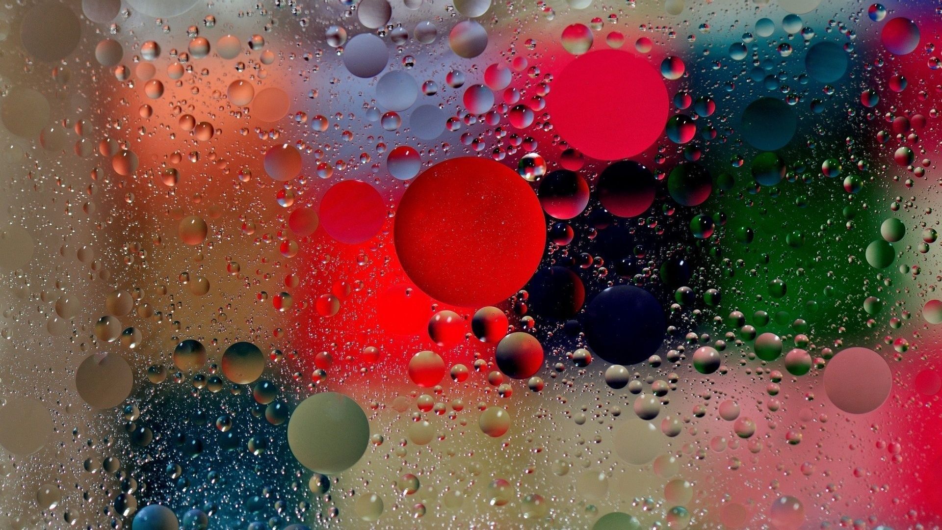 Colorful Water Drops On Glass