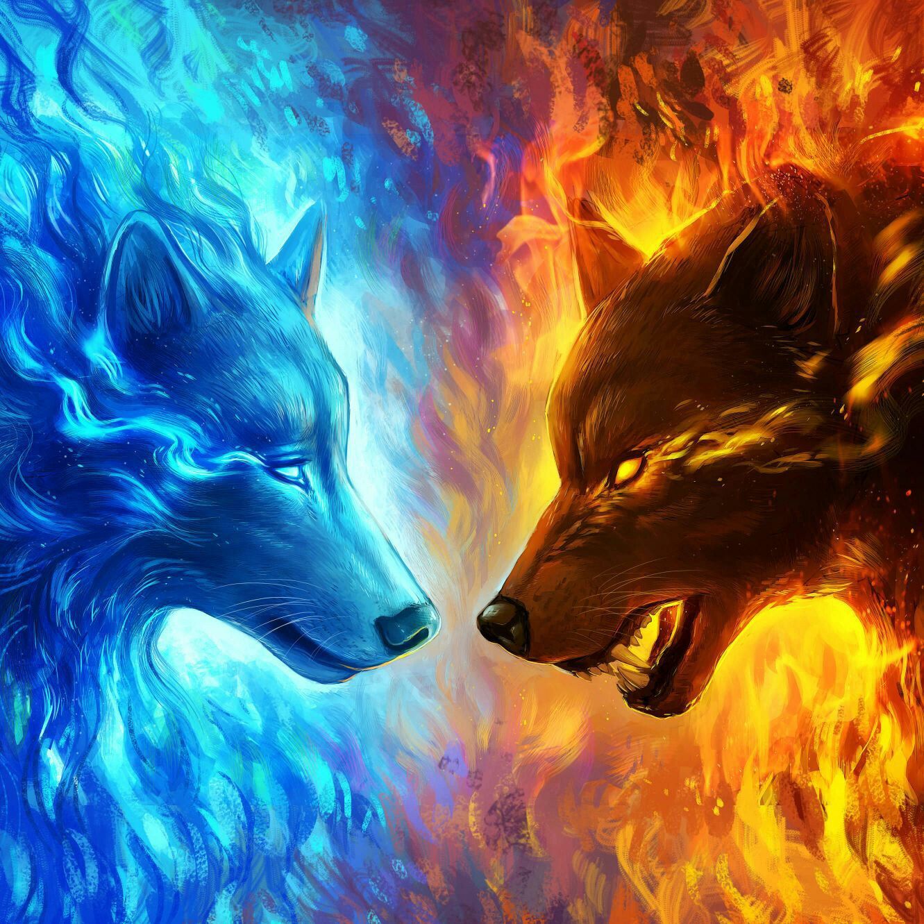 Fire vs Ice Unicorn Wallpaper