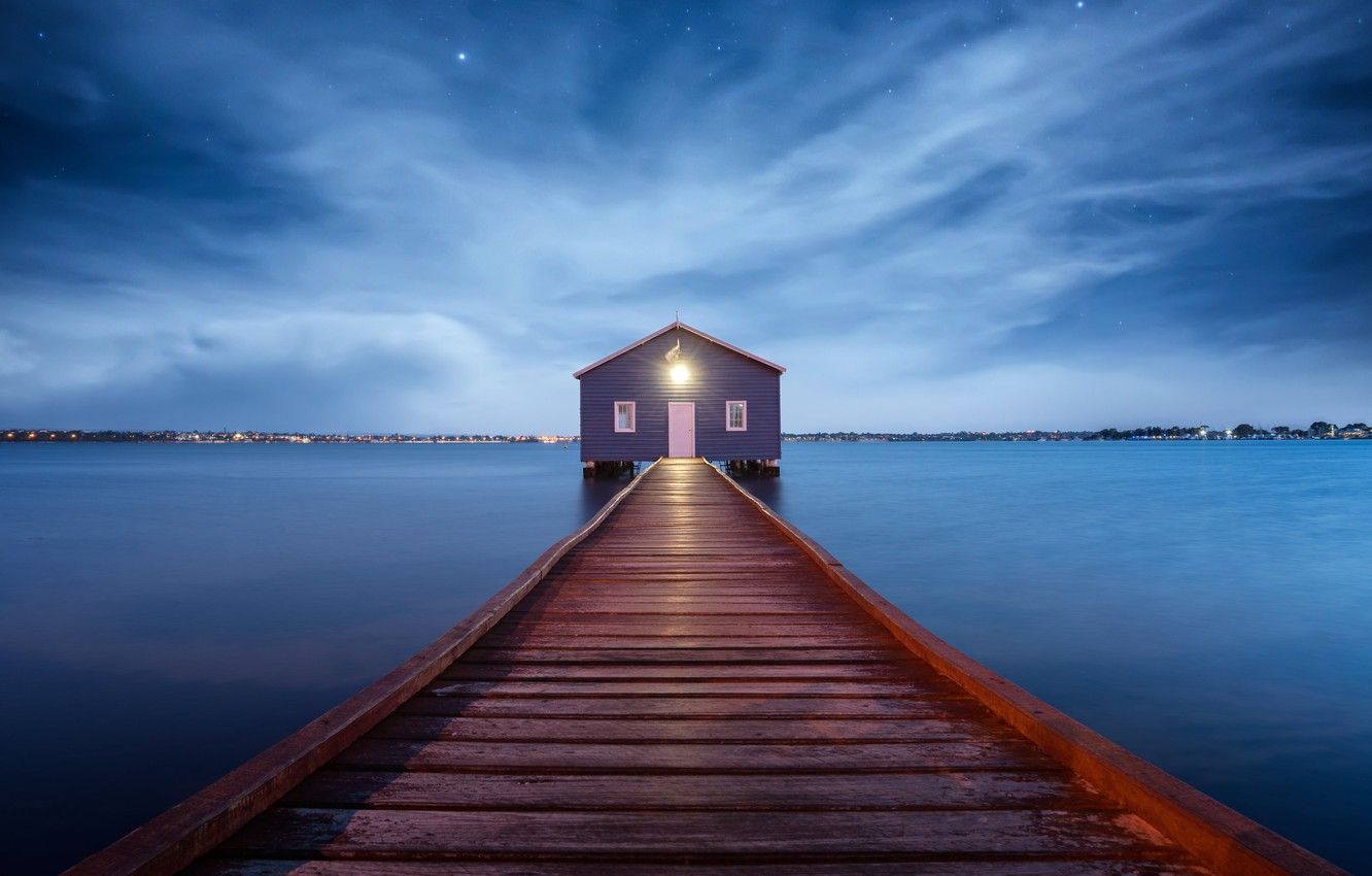 Wallpaper boathouse, Perth, Swan River, Matilda Bay, Western Australia. image for desktop, section пейзажи