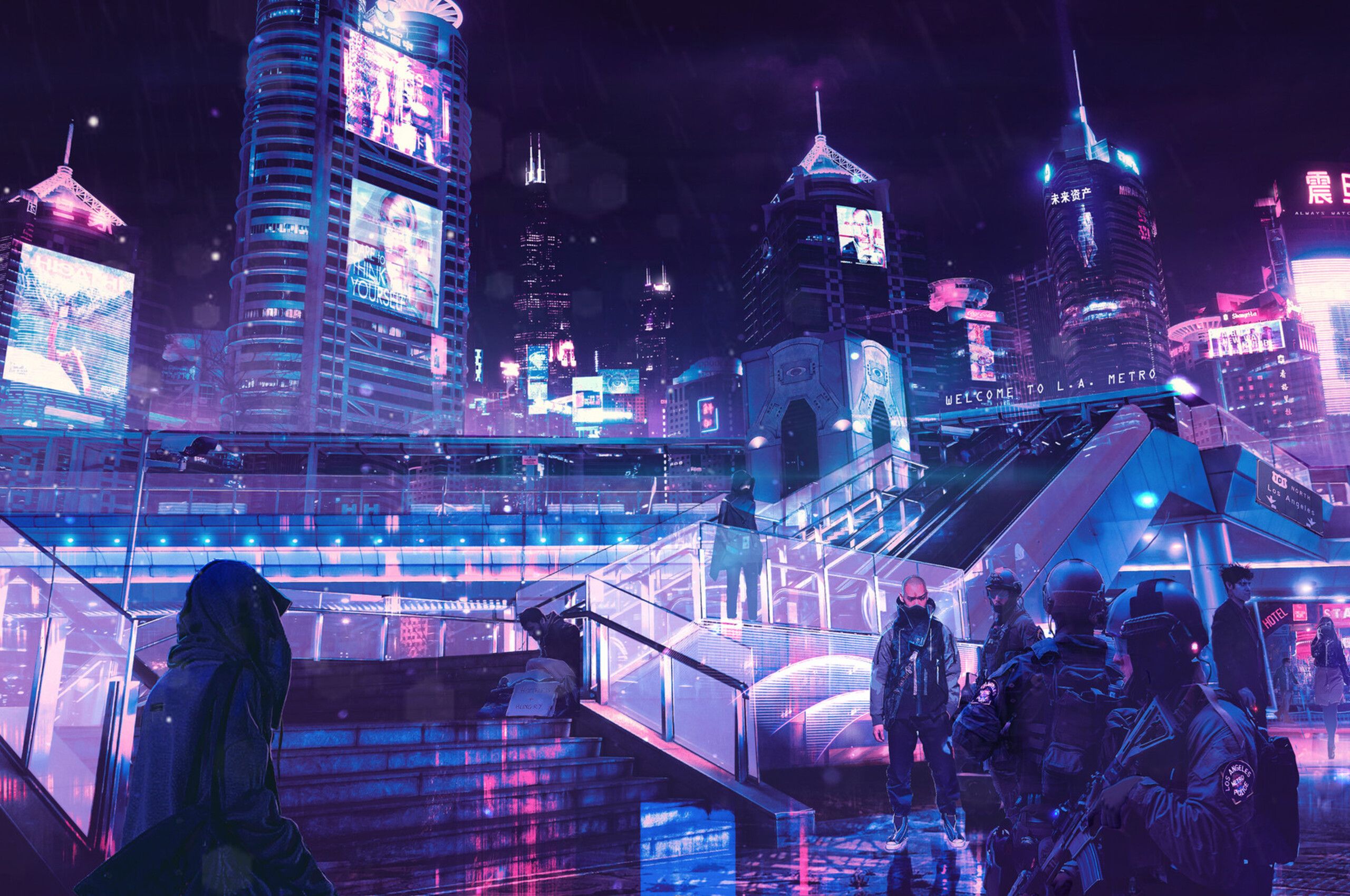Cyberpunk Neon City Chromebook Pixel HD 4k Wallpaper, Image, Background, Photo and Picture