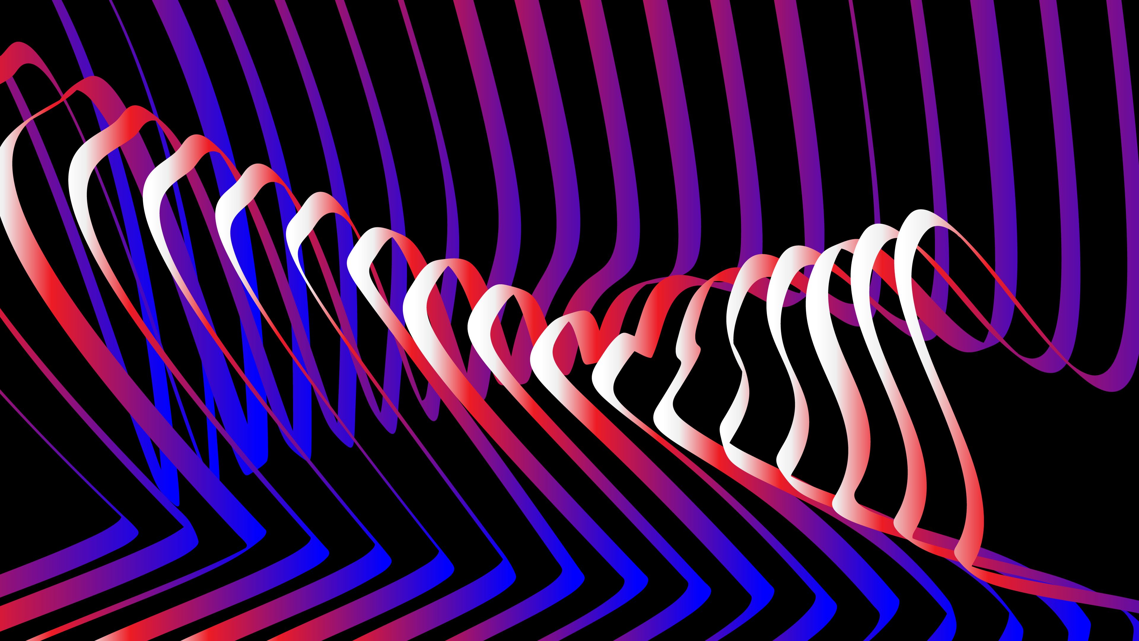 Purple Red And Blue Lines 4K HD Abstract Wallpaper