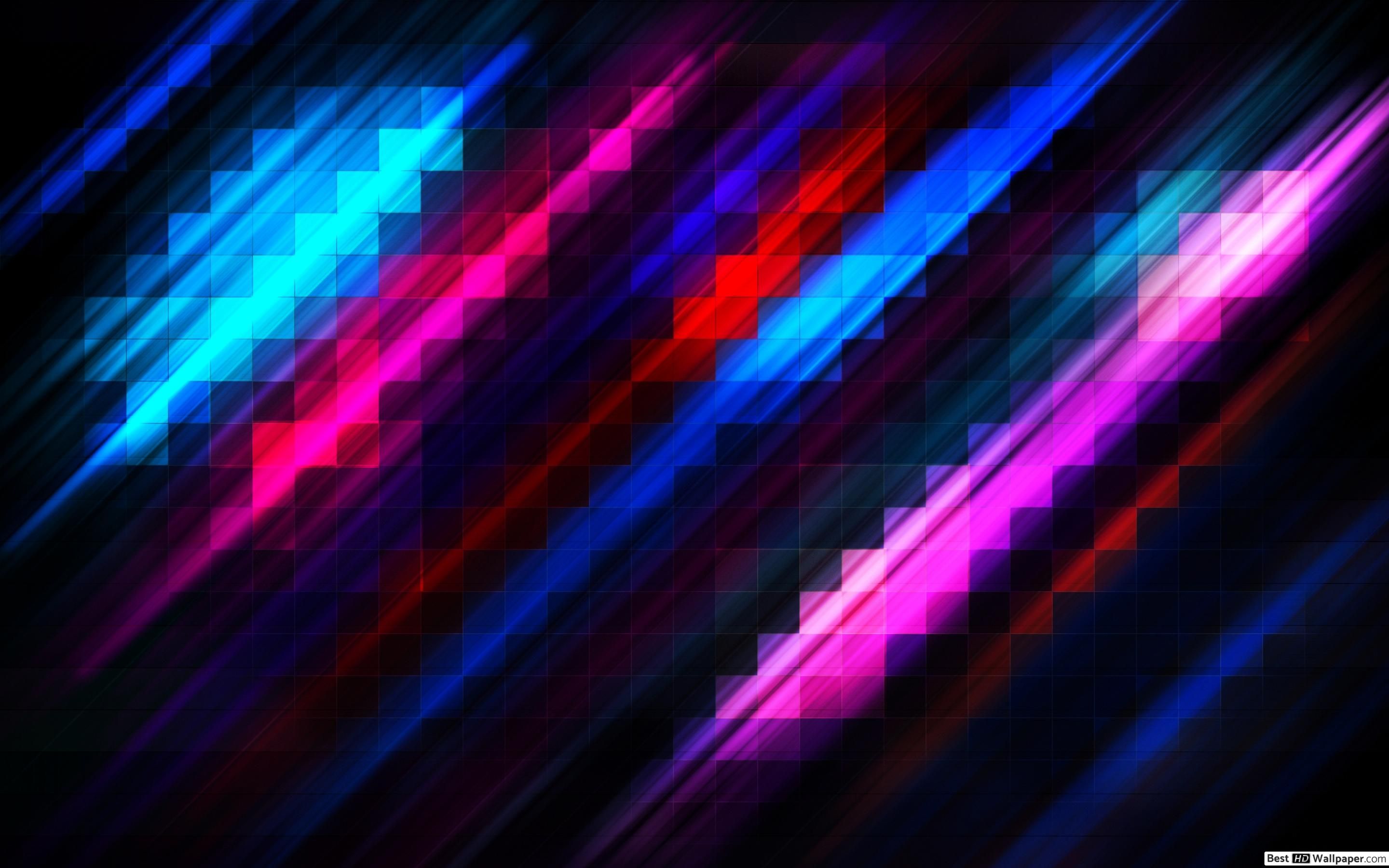 Neon pixel grids HD wallpaper download